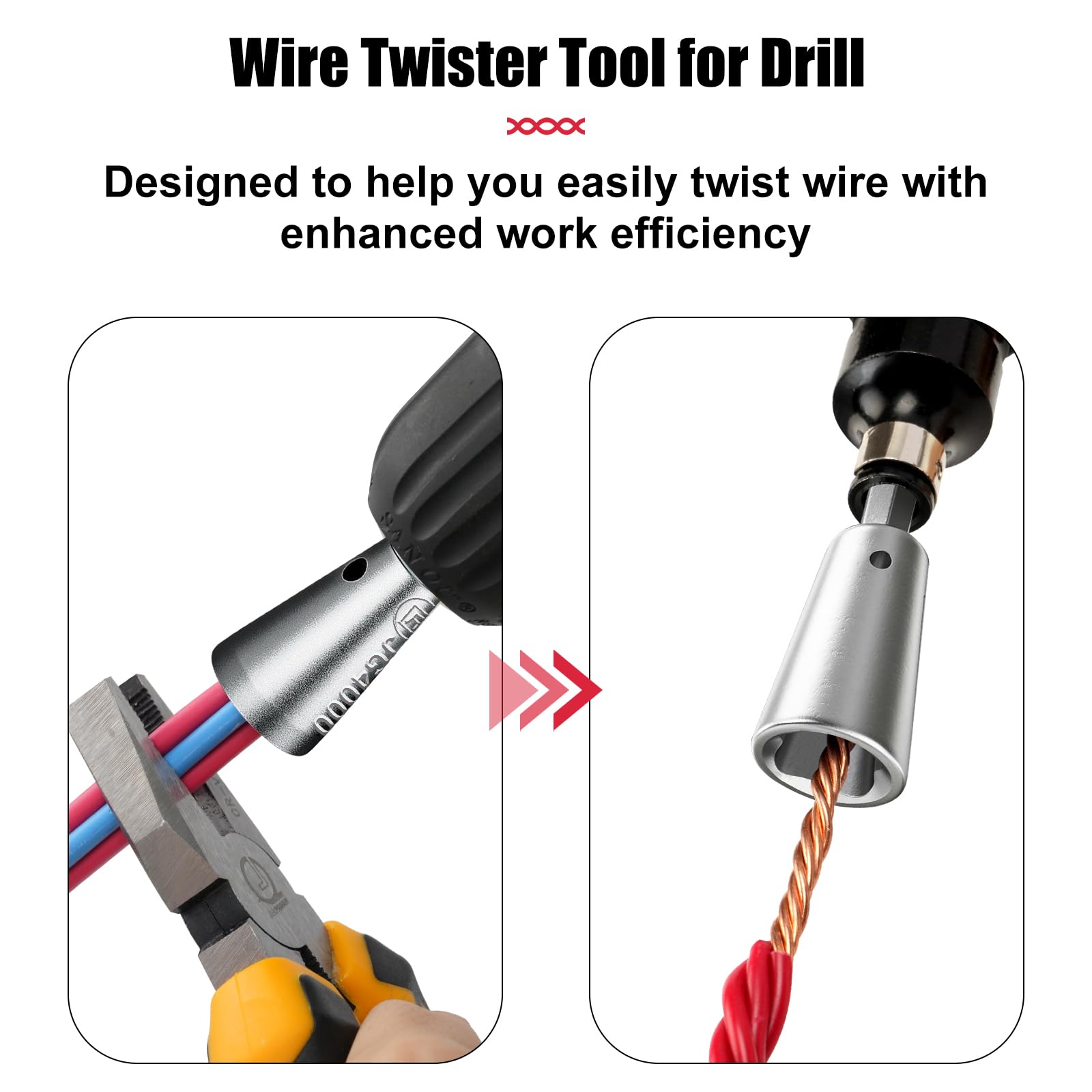2PCS Drill Wire Twister Tool - Electric Wire Nut Twister for Power Drill Drivers | Perfect for Electrical Wiring, DIY Projects & Professional Electricians | Durable Wire Twisting Connector for Secure Electrical Connections