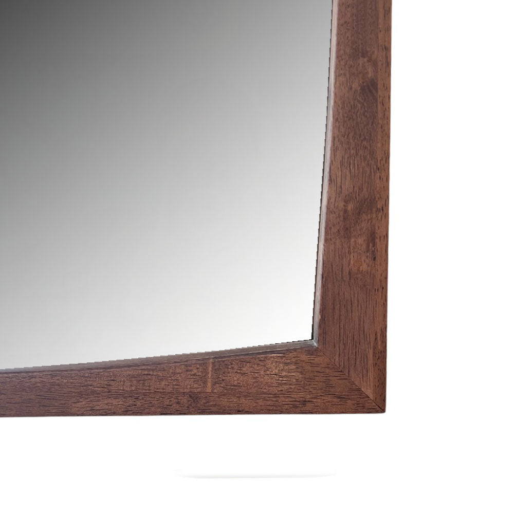 Philos Rectangular Wall Mirror - Natural Walnut Wood Frame, Modern Home Decor for Living Room, Bedroom & Entryway