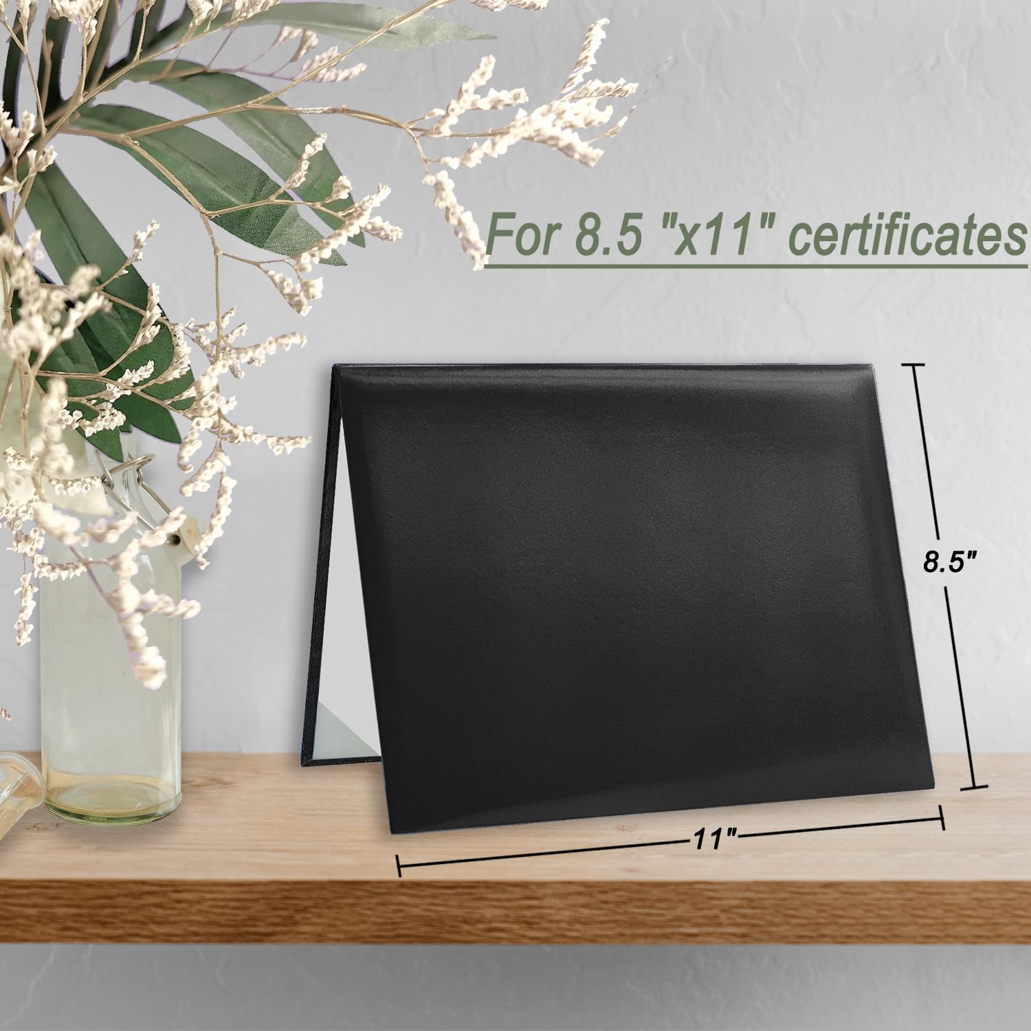 8.5x11 Inch Faux Leather Diploma Cover - Elegant Graduation Certificate Holder for Diplomas, Degrees & Awards | Perfect for Graduation Ceremonies, Wedding Officiant Documents & Professional Certificates (Black, 1 Pack)