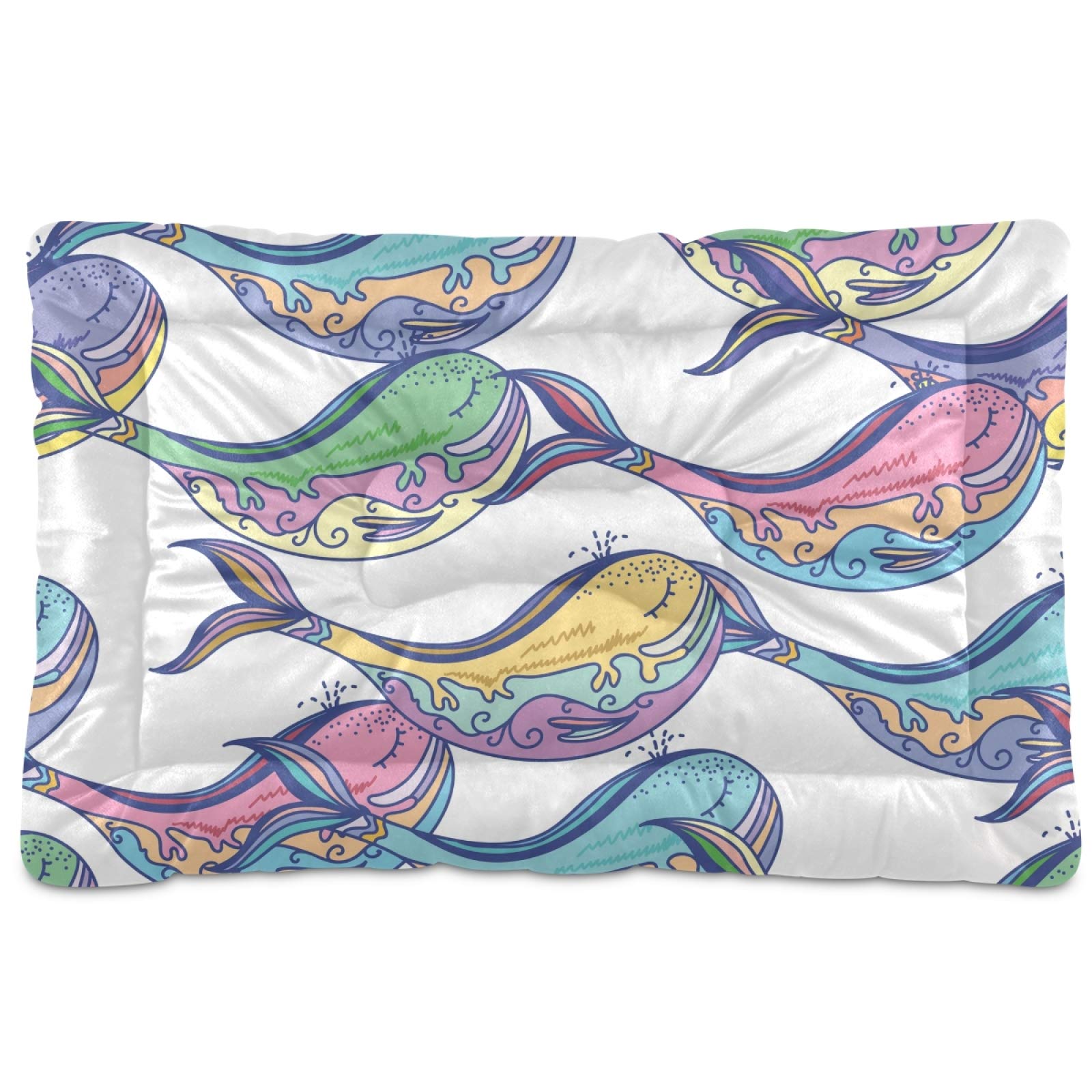 Whale Cartoon Dog Bed - Washable Pet Mat for Large, Medium & Small Dogs - 24x18 Inches Crate Mattress - Perfect for Puppies & Pets - Ideal for Home, Crate & Travel Use