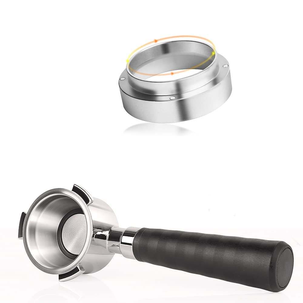 51mm 3-Ear Portafilter with Aluminum Espresso Dosing Funnel - Replacement Filter Holder & Dosing Ring for Espresso Machines - Perfect for Baristas & Home Coffee Brewing