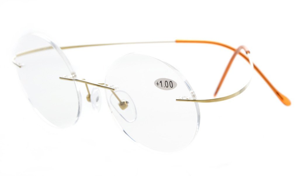 Titanium Rimless Round Reading Glasses for Men - Lightweight Circle Readers with Blue Light Blocking | Perfect for Office, Reading & Computer Work