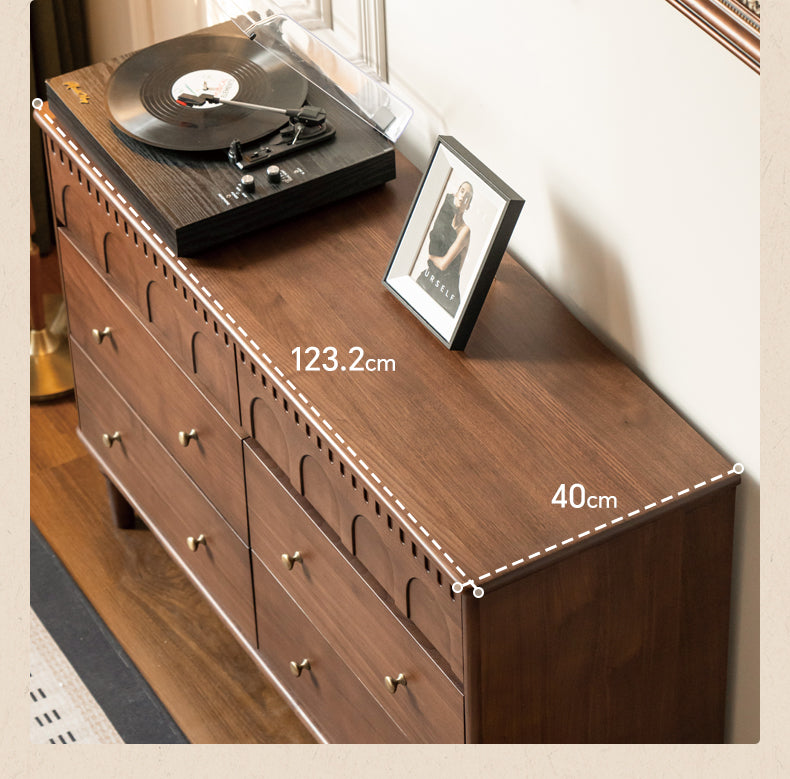 Vintage Black Walnut Solid Wood Cabinet - French Style Retro Storage Cabinet for Living Room, Bedroom & Office Organization