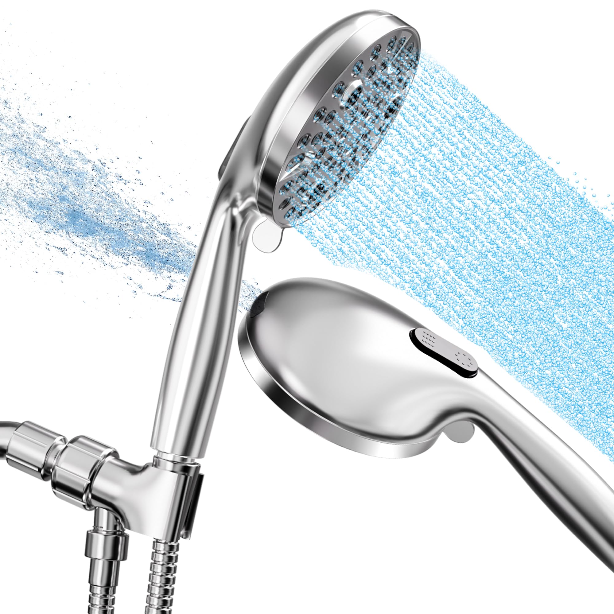 TRE Home High Pressure Shower Head with Handheld Spray - 10 Function Detachable Shower Head with Hose for Bathroom, Spa & Pet Washing (Water Saving & Easy Installation)