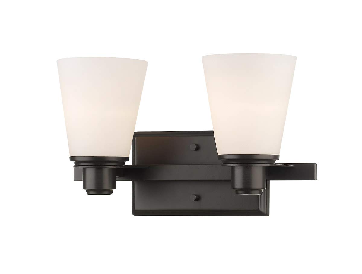 Bronze Finish 2-Light Bathroom Vanity Fixture - 14