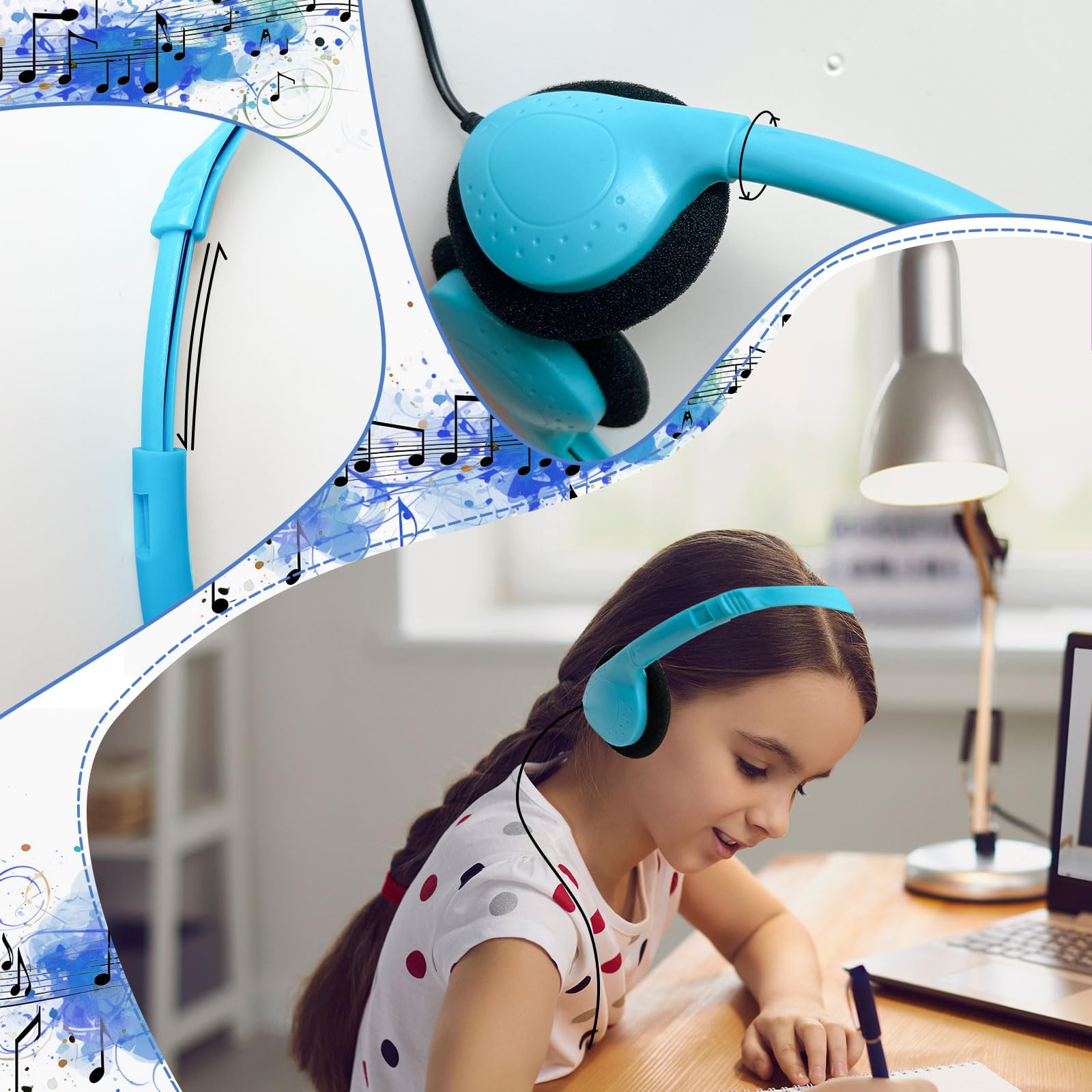 Bulk Classroom Headphones for Kids - 30 Pack Multi-Color Children's Headphones with 3.5mm Jack - Durable School Headphones for Students, Libraries, Computer Labs & Testing Centers - Perfect for Online Learning, Educational Activities & Quiet Study Environments