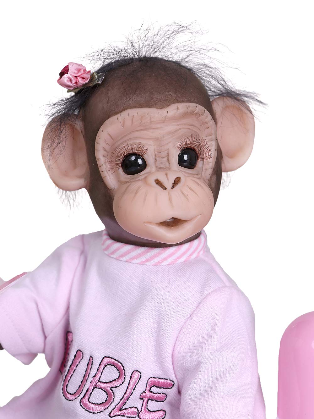 Handmade 16-Inch Reborn Baby Monkey Orangutan Art Doll - Realistic Black Collectible for Nursery Decor, Gift, or Display