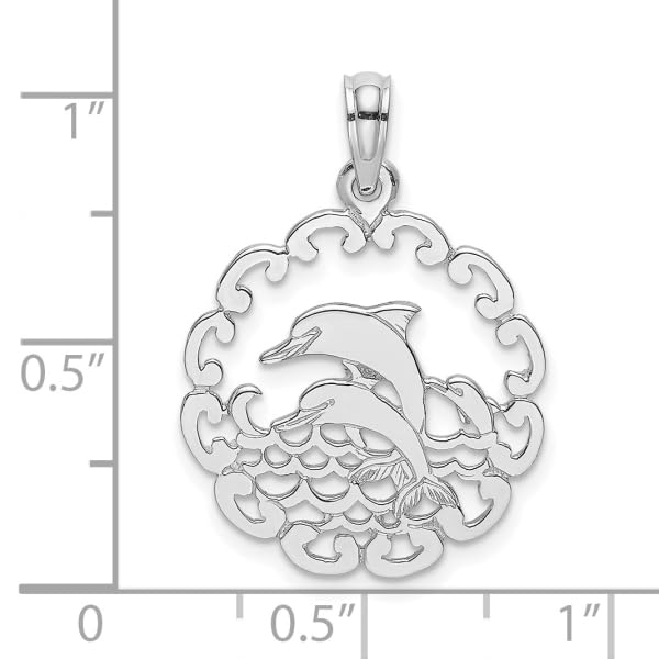 14K Solid White Gold Dolphin Pendant Necklace - Elegant Ocean-Themed Jewelry for Women, Perfect for Beach Vacations, Summer Outfits & Nautical Gifts