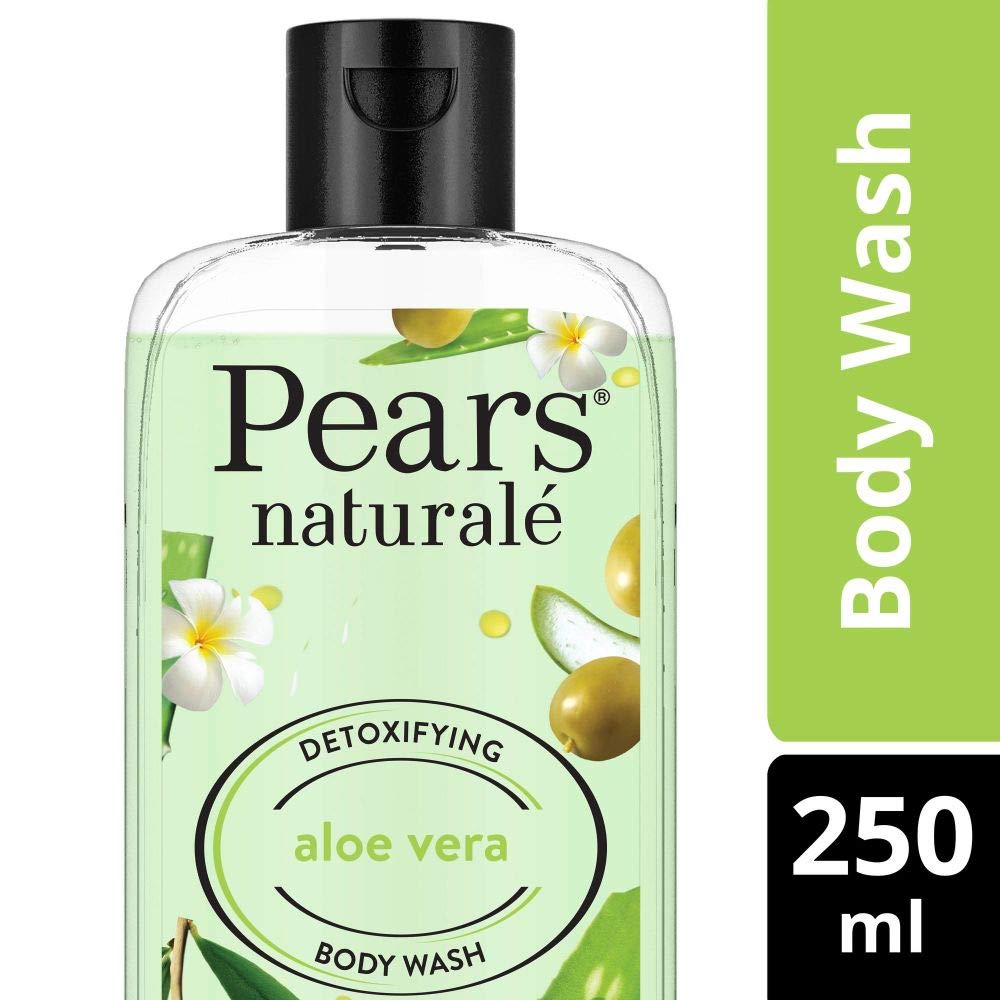 Pears Naturale Detoxifying Aloe Vera Body Wash 250ml | 100% Natural Shower Gel with Olive Oil for Glowing Skin | Paraben-Free & Vegan | Hydrating & Soothing for Dry & Sensitive Skin | Pack of 2 | Perfect for Daily Shower & Spa Relaxation
