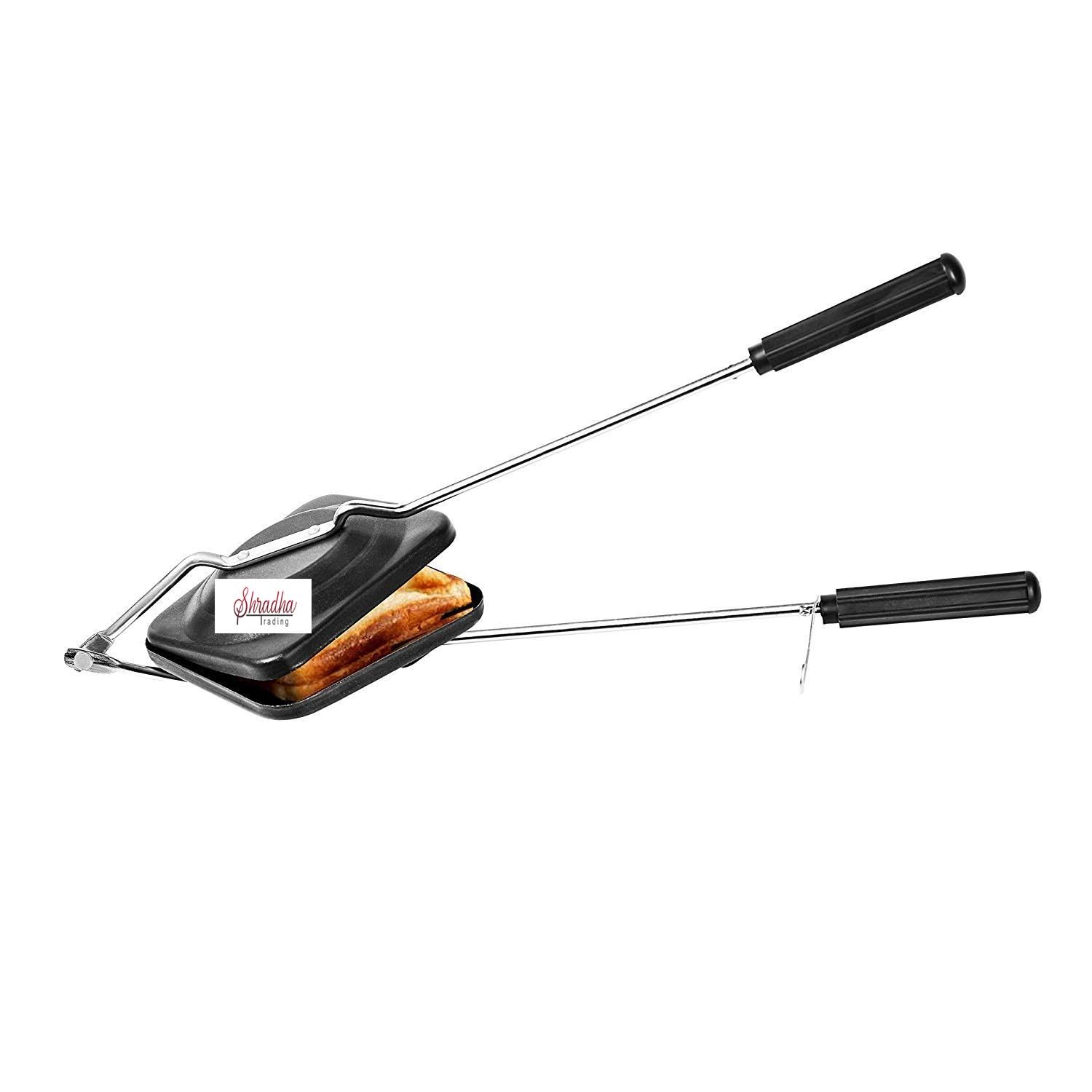 Nonstick Sandwich Maker & Hand Toaster - Portable Grill for Perfect Paninis, Grilled Cheese & Breakfast Sandwiches - Ideal for Home, Office & Camping Use