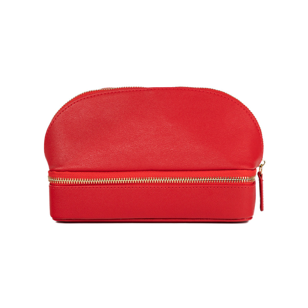 Stylish Red Travel Jewelry Case - Compact & Secure Jewelry Organizer for Necklaces, Rings & Earrings - Perfect for Vacations, Business Trips & Gifts