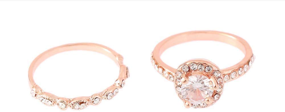 Elegant Rose Gold Plated CZ Diamond Wedding Ring Set for Women - 9-Piece Bridal Jewelry Set for Engagement, Anniversary & Special Occasions