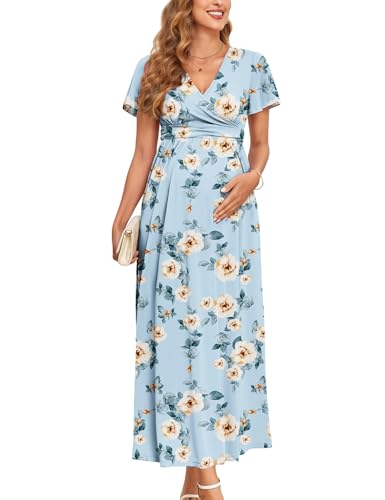 1. Ruffle Sleeve, Floral Light Blue
