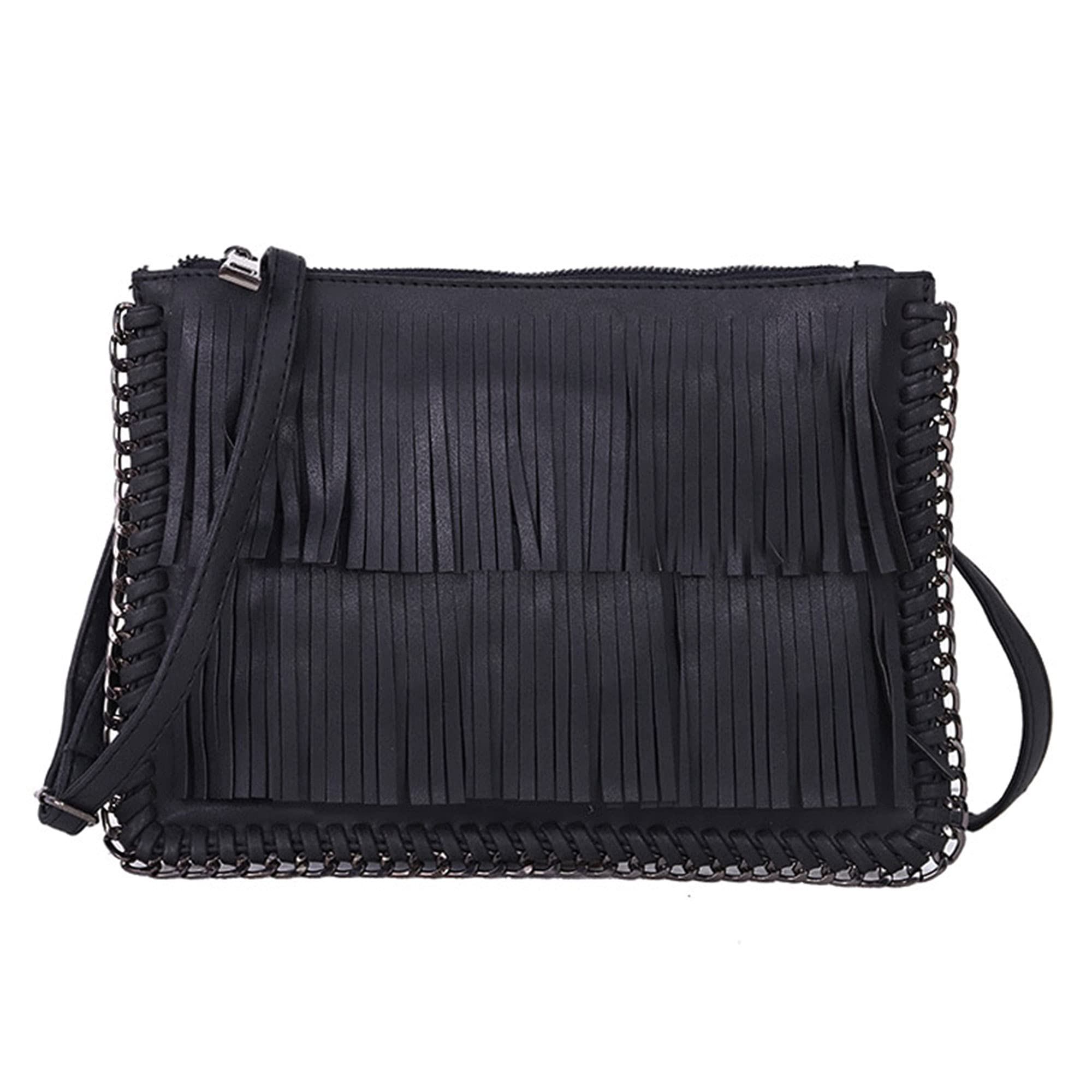 Bohemian Fringe Tassel Messenger Bag for Women - Vintage Hippie Shoulder Bag & Crossbody Purse - Perfect for Music Festivals, Travel and Casual Outings
