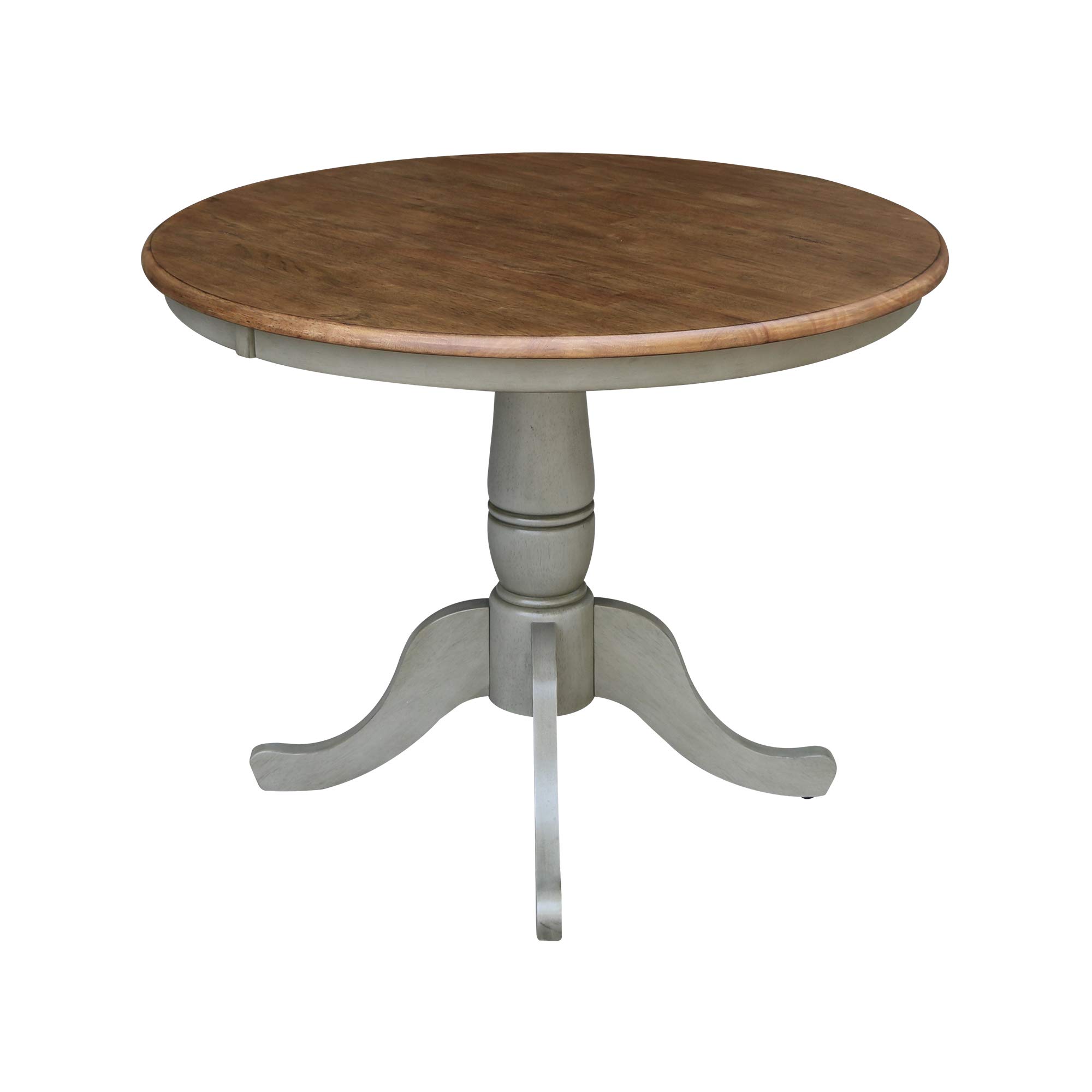 International Concepts 36-inch Round Pedestal Dining Table - Distressed Hickory & Stone Finish (K41-36RT) | Perfect for Kitchen, Breakfast Nook & Small Space Dining