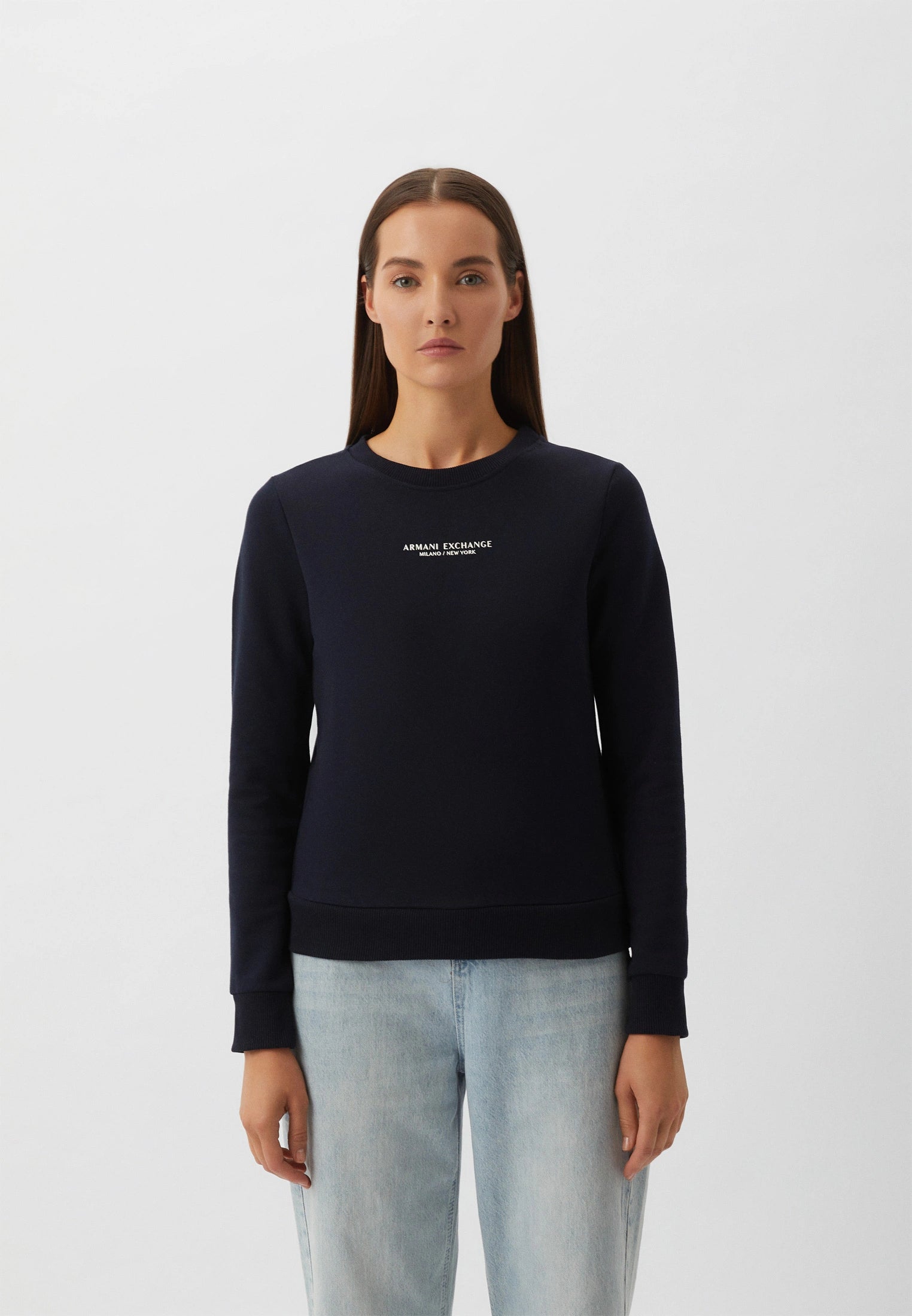 Armani Exchange Navy Blue Sweatshirt for Men - Casual Pullover Hoodie for Everyday Wear, Gym, and Street Style