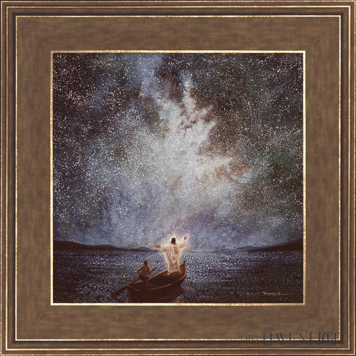 Calm and Stars by Yongsung Kim - Serene Night Sky Wall Art for Home Decor, Office & Meditation Spaces