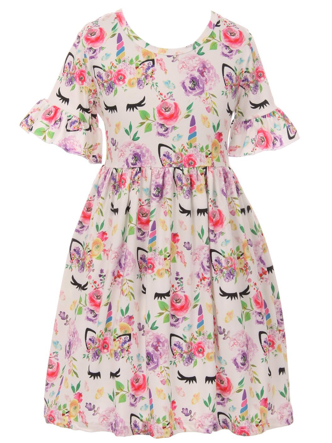Unicorn Floral Dress for Girls 2T-8 | Birthday Party & Summer Flower Girl Dress | Perfect for Special Occasions, Photo Shoots & Outdoor Play