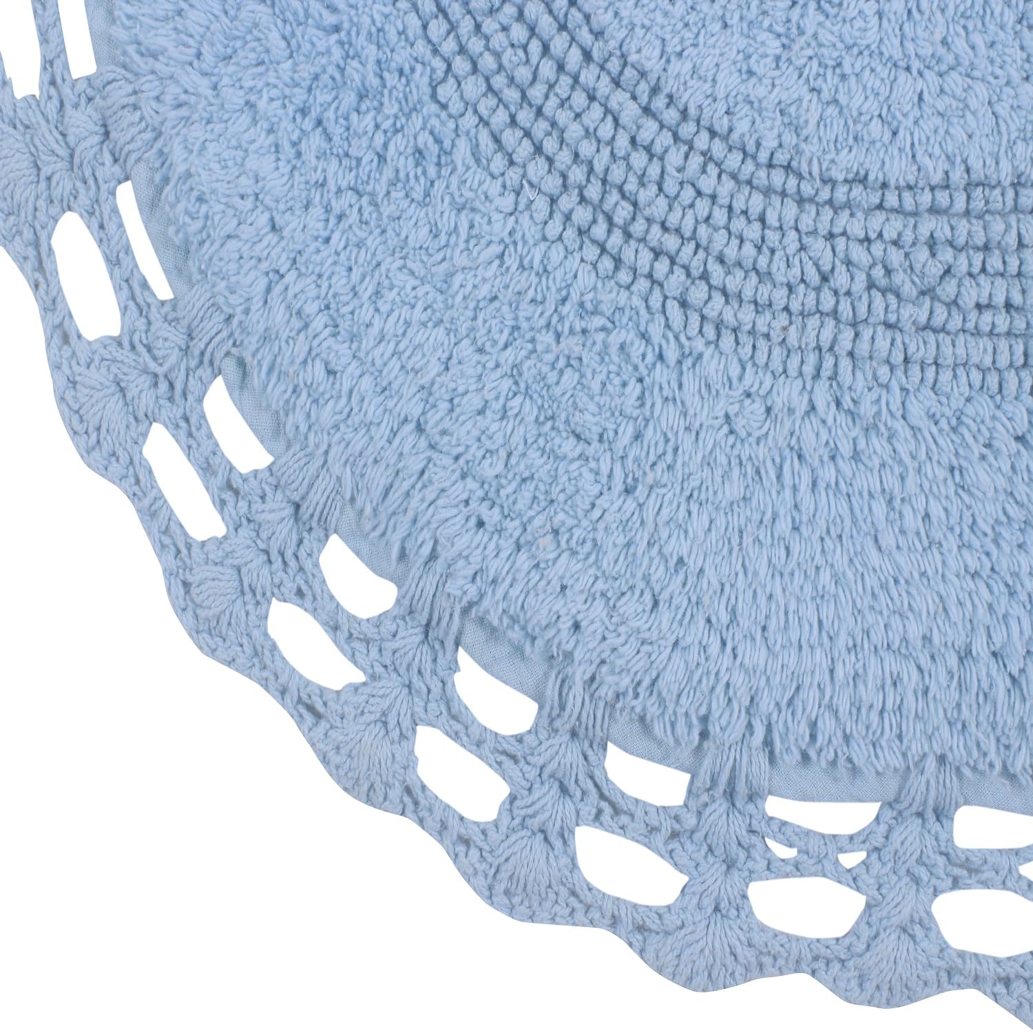 Home Weavers Hampton Crochet Reversible Bath Mat Set - 100% Cotton Washable Bathroom Rug, Ultra Soft & Absorbent Non-Slip Kitchen Mat, 21x34 Inch Rectangle Blue - Perfect for Bathrooms, Showers & Kitchen Floors