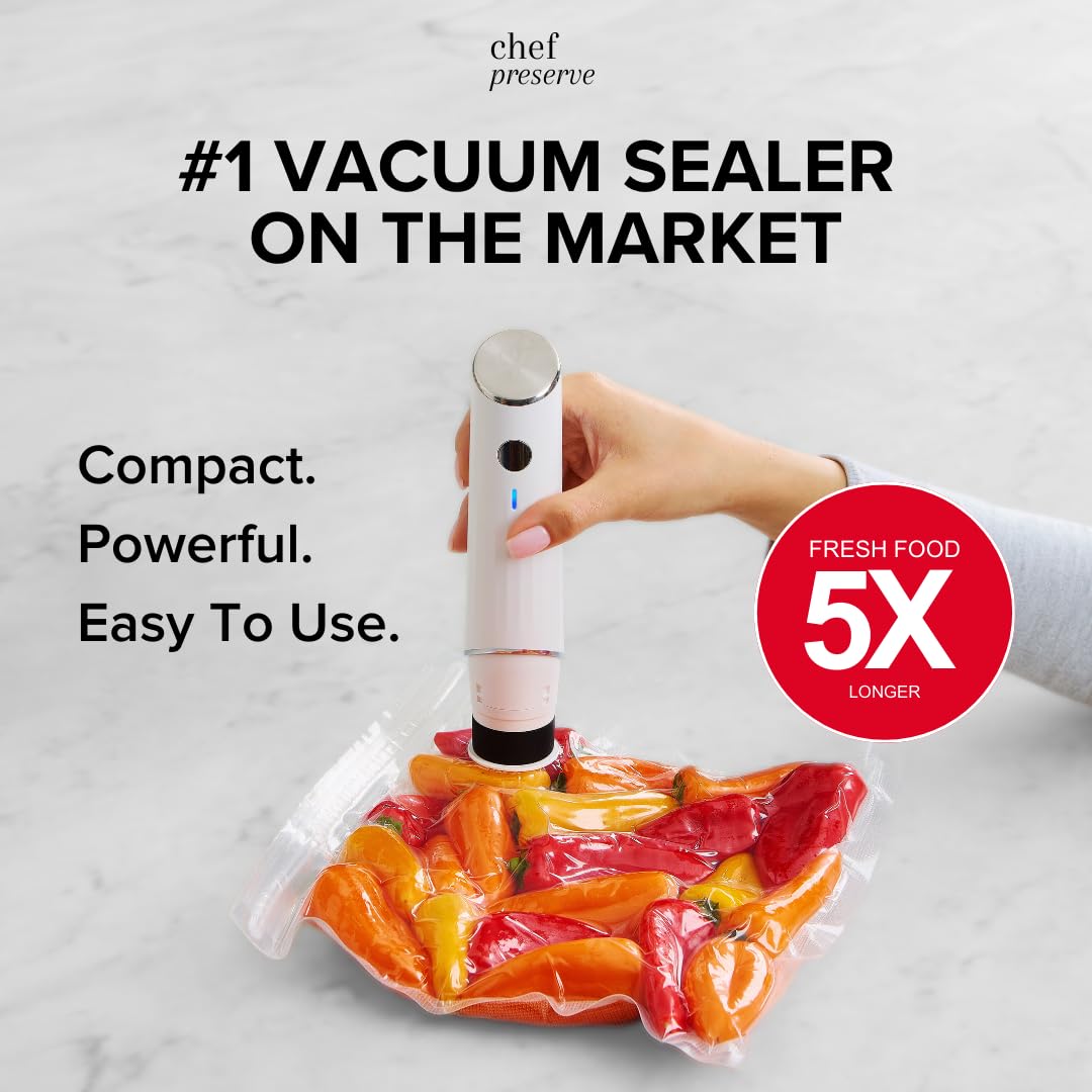Best Vacuum Sealer Machine with 20 Bags - Food Saver for Meal Prep, Sous Vide & Long-Term Storage | Compact Kitchen Appliance for Freshness Preservation