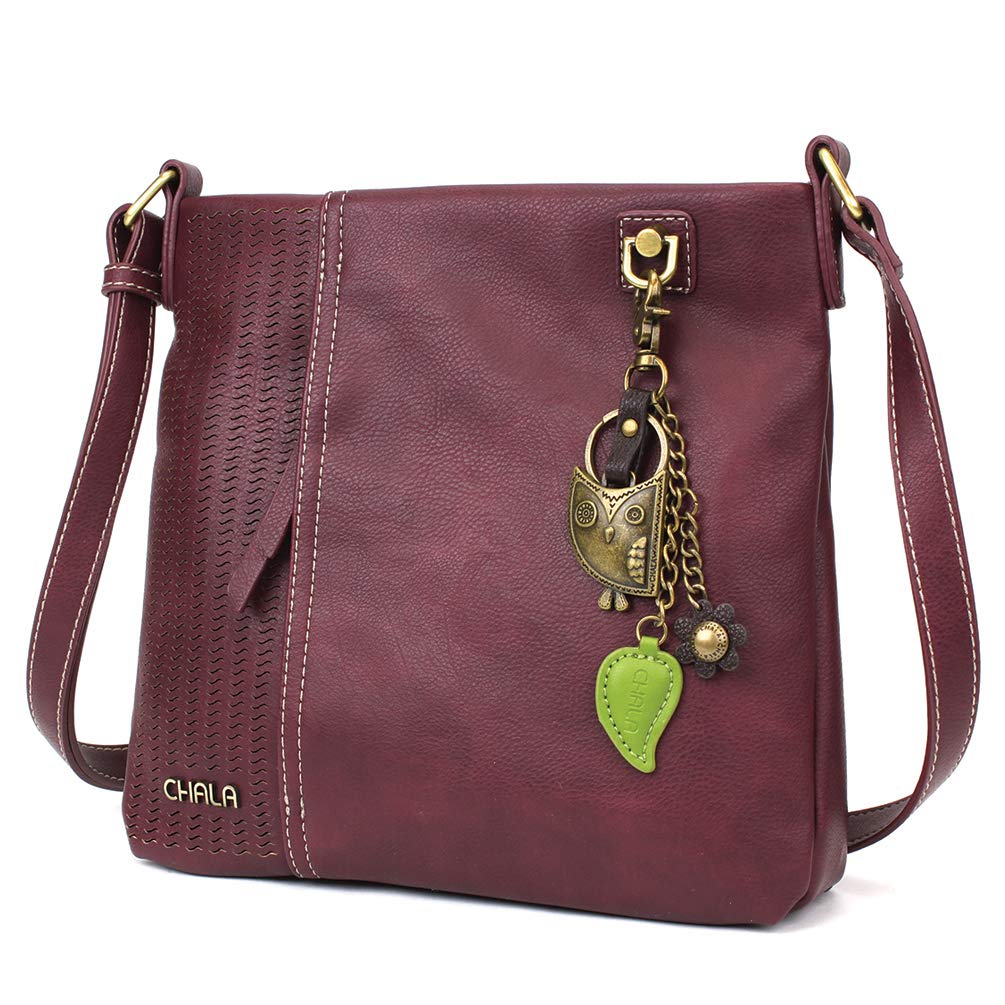 CHALA Laser Cut Crossbody Bag - Faux Leather Purse for Women, Stylish Plum Shoulder Bag - Perfect for Work, Travel & Everyday Use
