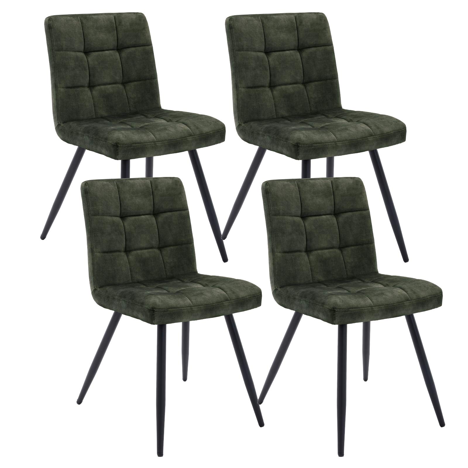 DUHOME Velvet Dining Chairs Set of 4 - Mid Century Modern Upholstered Side Chairs for Kitchen, Living Room, Bedroom & Vanity - Comfortable Accent Chairs in Emerald Green for Dining, Reading & Relaxing