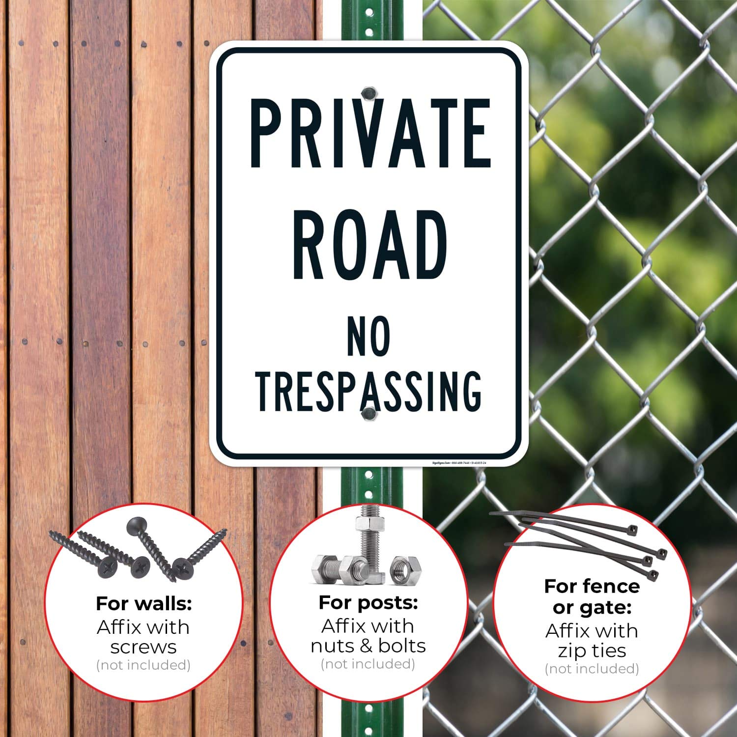 Private Road No Trespassing Sign - 18x24 Inches Rust-Free .063 Aluminum - Fade Resistant & Easy Mounting - Indoor/Outdoor Use - Made in USA - Perfect for Driveways, Farms & Property Boundaries