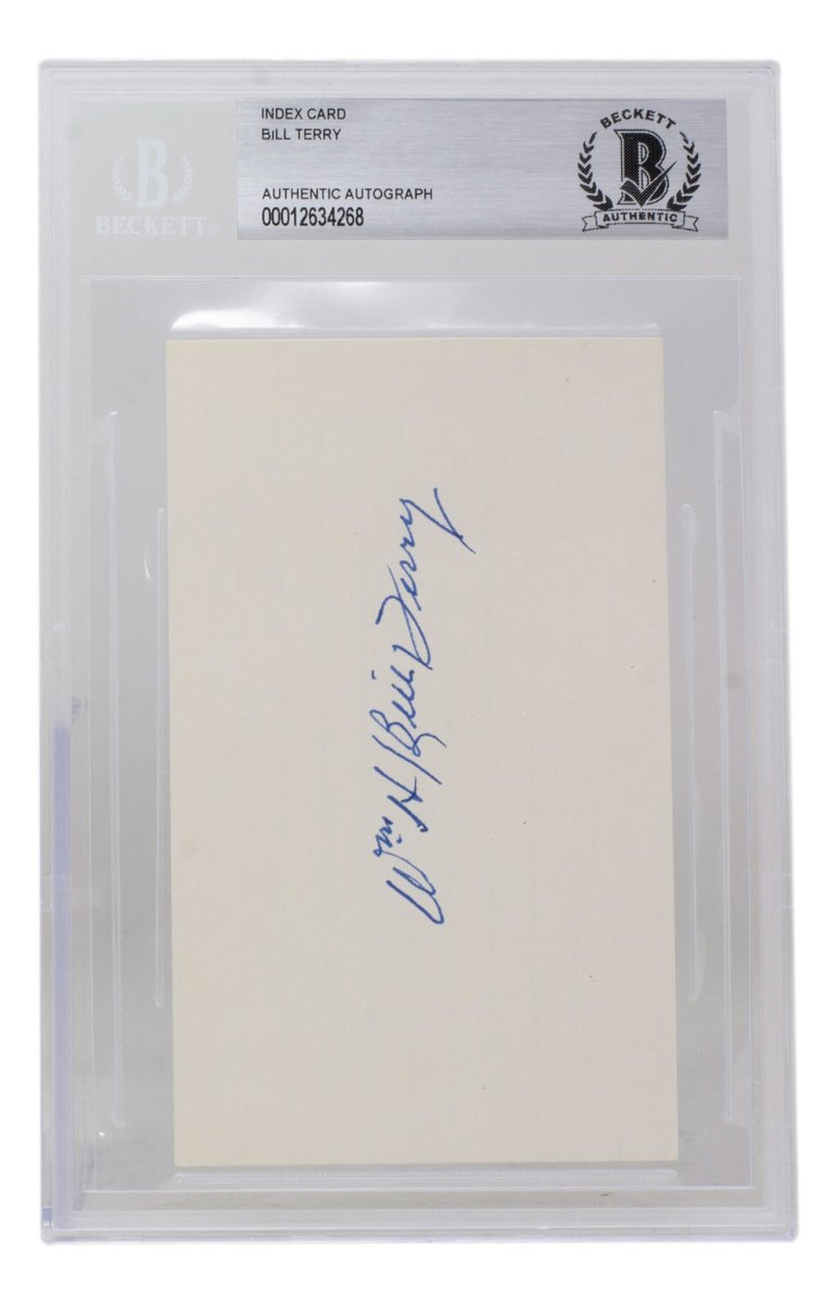 Bill Terry Autographed New York Giants Index Card - BAS 268 Certified - Collectible Sports Memorabilia for Fans & Display Cases