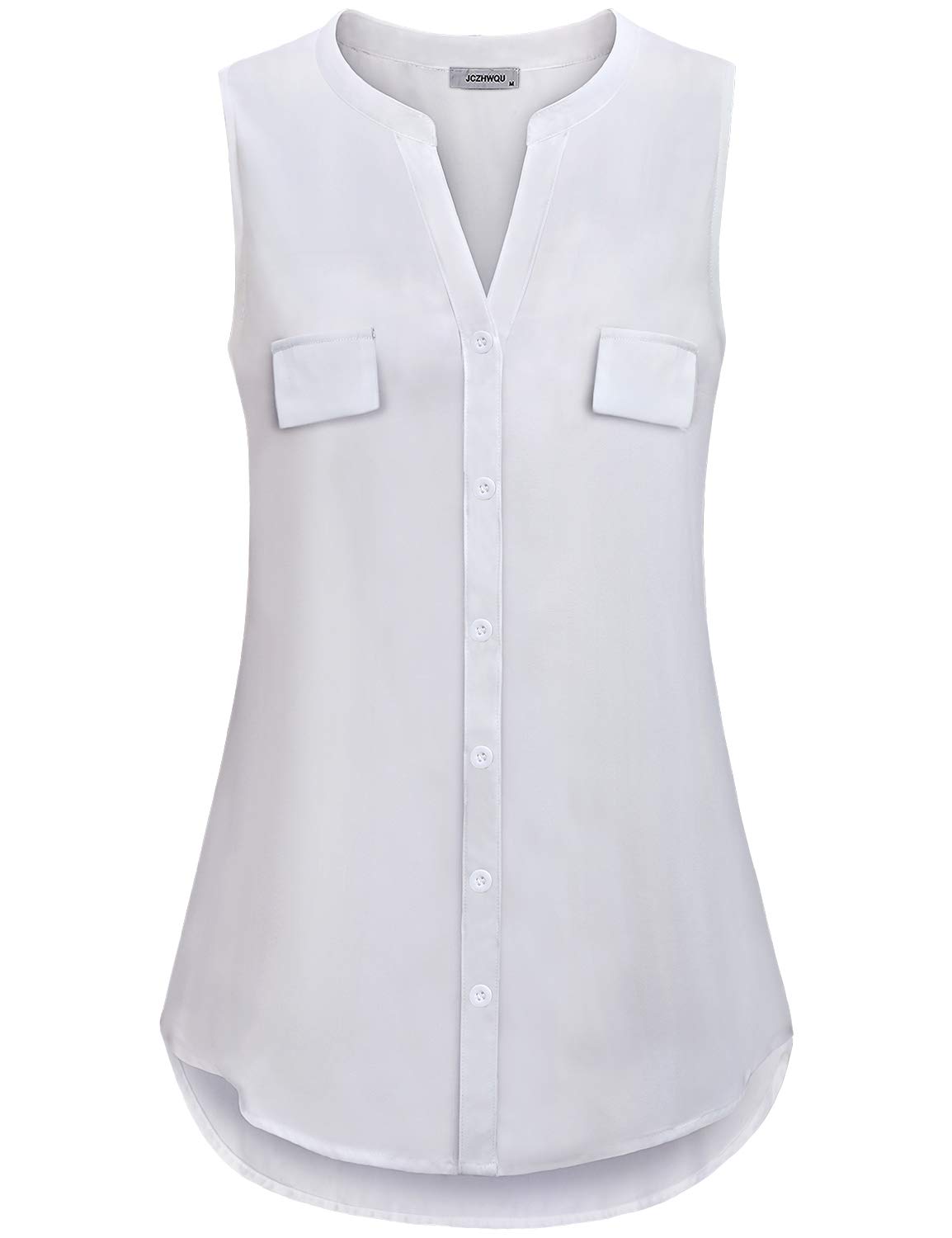Women's Notch V-Neck Sleeveless Chiffon Blouse - Elegant Flowy Top for Work, Party & Summer Outfits
