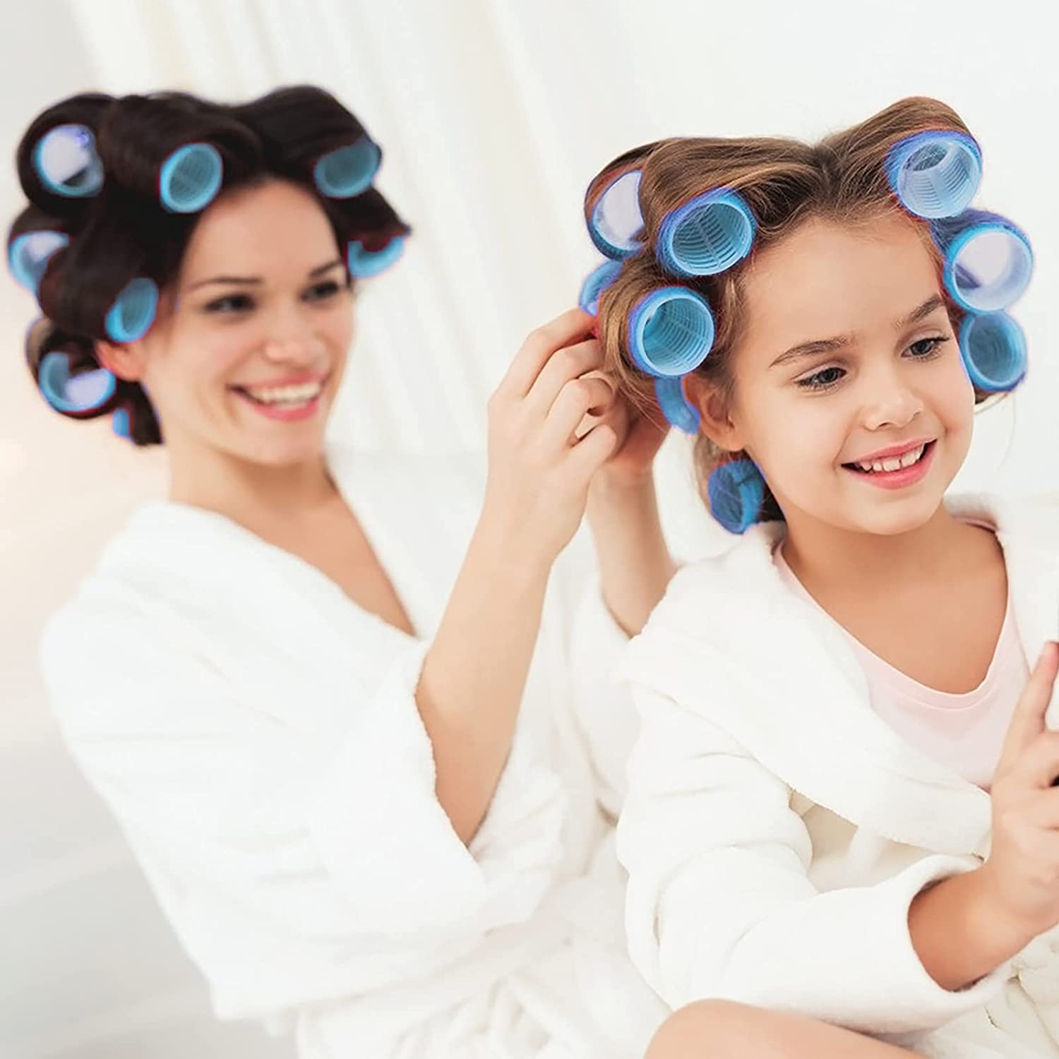 SIYAA 6-Piece Jumbo Pink Hair Rollers Set for Curly & Wavy Hairstyles - Perfect for Salon, Home Styling & DIY Hair Care