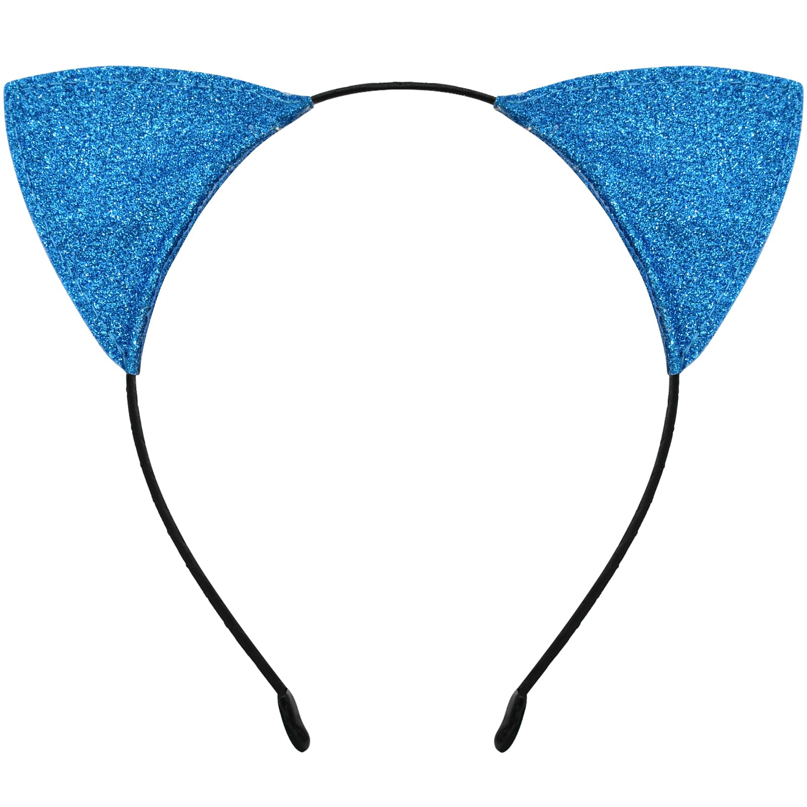 Sparkly Cat Ears Headband for Women & Girls - Glitter Hair Accessories for Halloween, Cosplay, Birthday Parties & Daily Wear (Blue) | Cute Costume Headband for Kids & Adults
