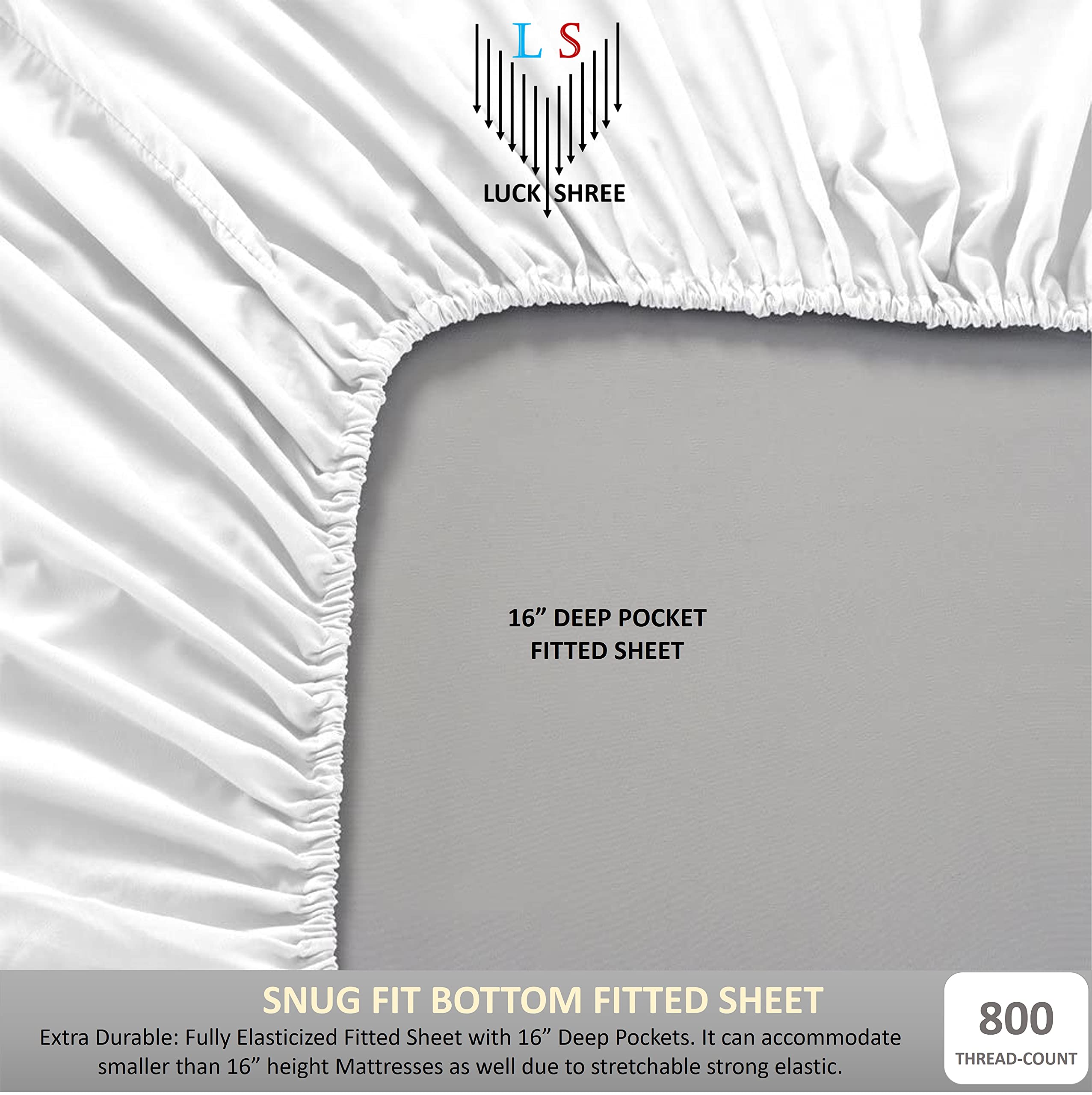 800 Thread Count 100% Egyptian Cotton Sheets Set - 4-Piece Extra Deep Pocket (16