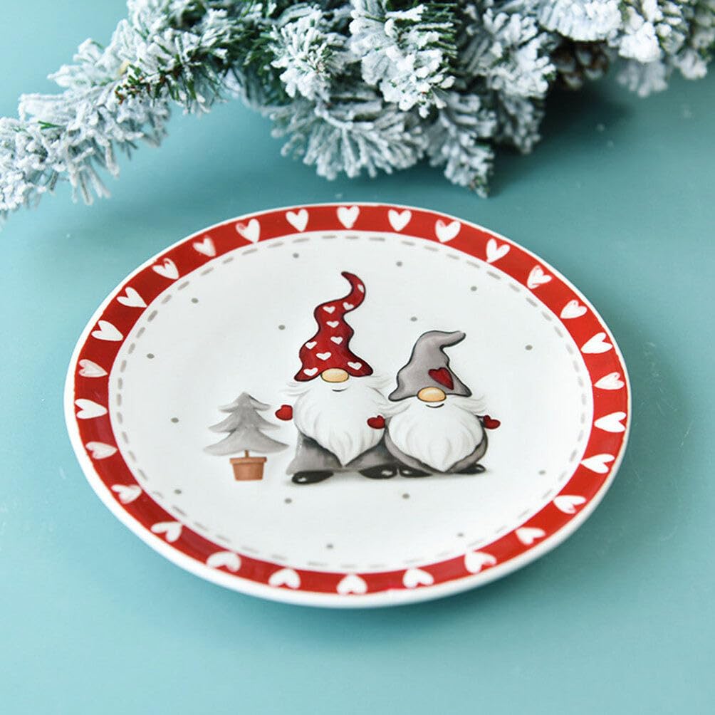 COHEALI Christmas Gnomes Ceramic Plates – Festive Holiday Dinner & Salad Serving Platter, Round Appetizer Plates for Snacks, Pasta, Cheese, Ham & Fruit – Perfect for Xmas Parties, Family Gatherings & Holiday Decor