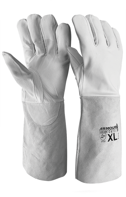 Armour Leather TIG Welding Gauntlet Gloves - 30cm Heat Resistant Work Gloves (2 Pairs) for Metal Fabrication, Welding Projects & DIY Home Improvement