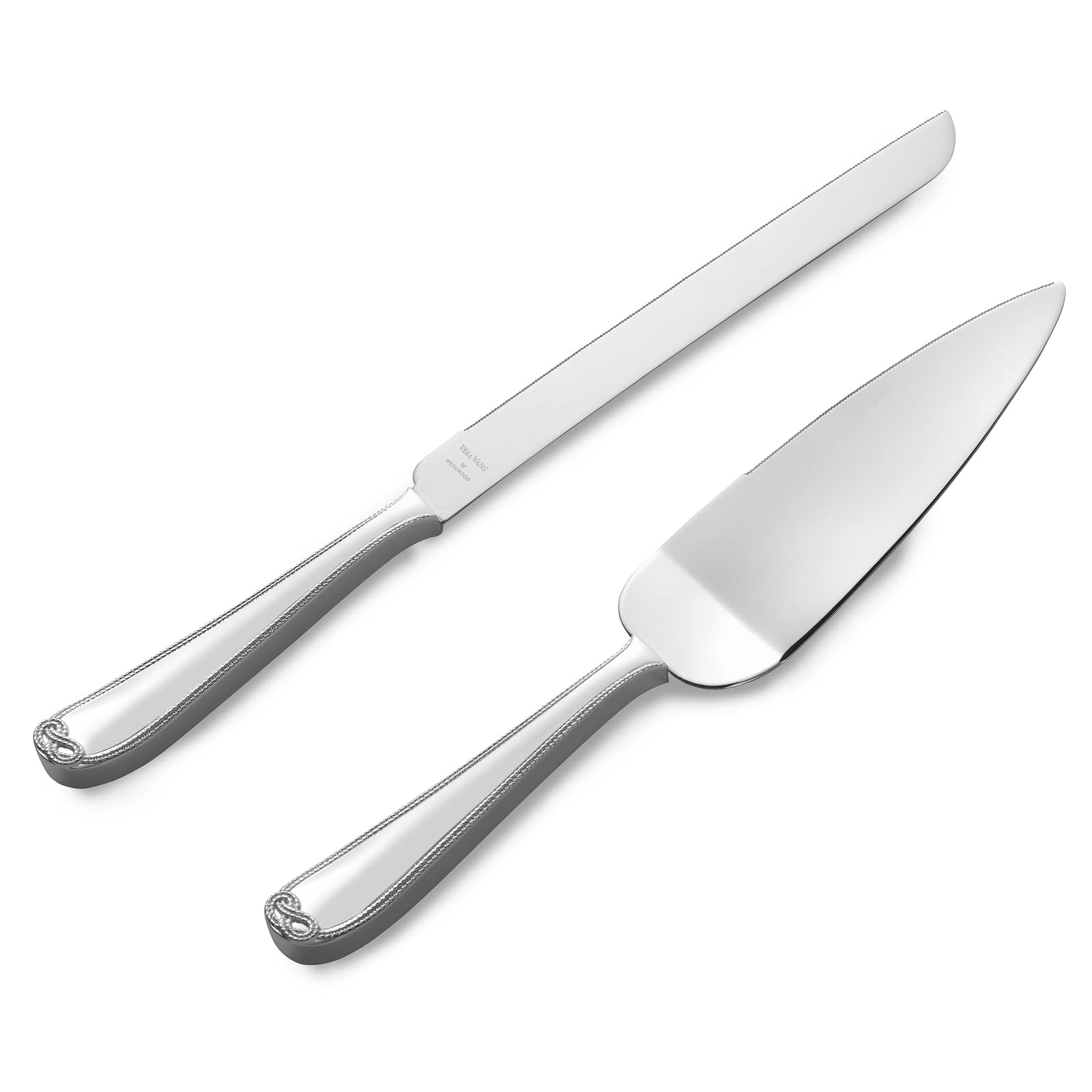 Wedgwood Vera Wang Infinity Cake Knife and Server Set - Elegant Wedding Cake Cutting Set for Bridal Showers, Anniversary Celebrations & Special Occasions
