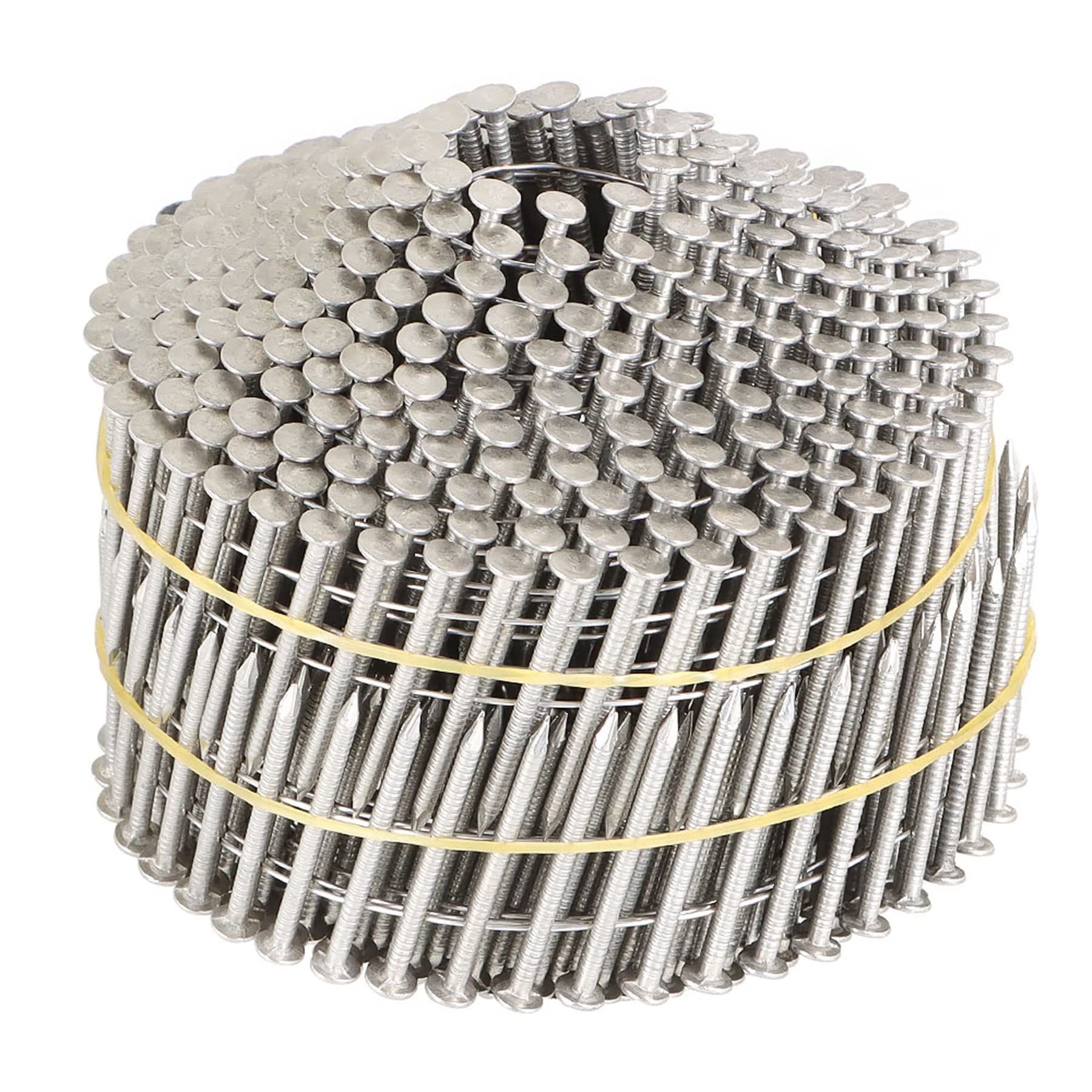1200 Count 1-1/2-Inch x .090-Inch 15-Degree Ring Shank Stainless Steel Siding Nails - Collated Wire Coil Roofing Nails for Board Siding & Exterior Trim Installation - Perfect for Roofing, Fencing, and Wood Siding Projects