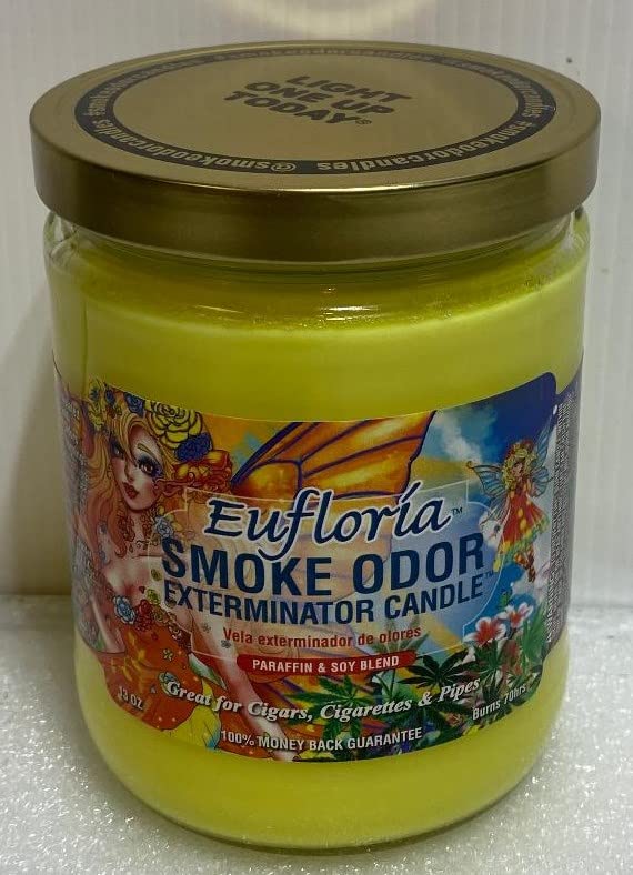 Smoke Odor Eliminator Candle - 13oz Sugar Skull & Eufloria Scented Jar Candles (8-Pack, 4 Sugar Skull + 4 Eufloria) - Home Air Freshener for Living Room, Bedroom & Bathroom
