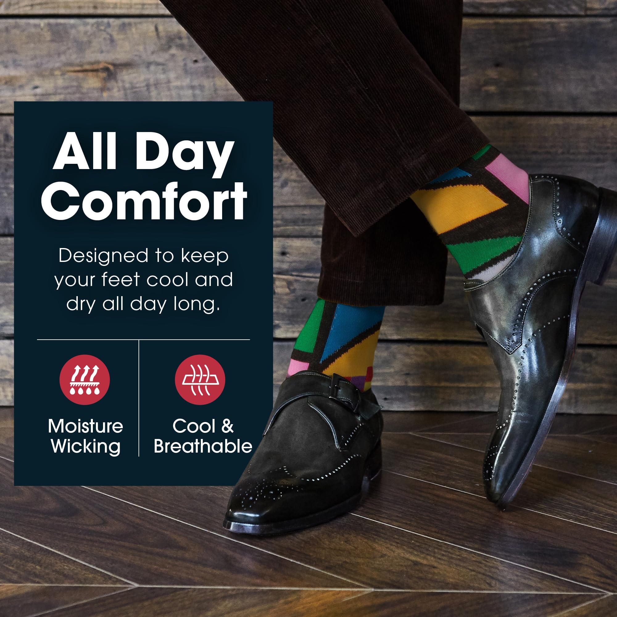 ZEKE Funny Dress Socks for Men - Colorful Patterned Crazy Socks - Novelty Gift for Him - Perfect for Office, Parties & Casual Wear
