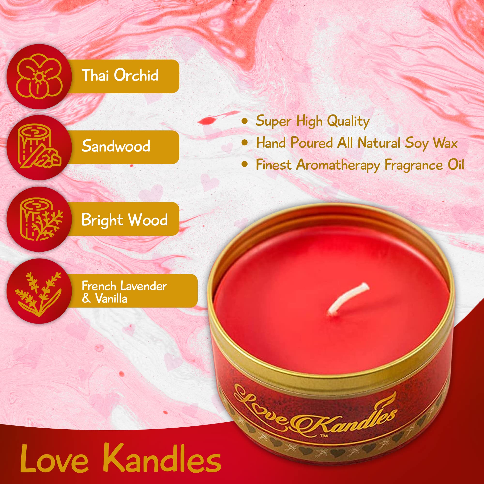 Love Kandles - Aromatherapy Candle Gift Set for Women, Relaxing Scented Candles for Bath & Tub, Stress Relief & Home Spa | Perfect for Meditation, Yoga, Romantic Nights & Self-Care Gifts
