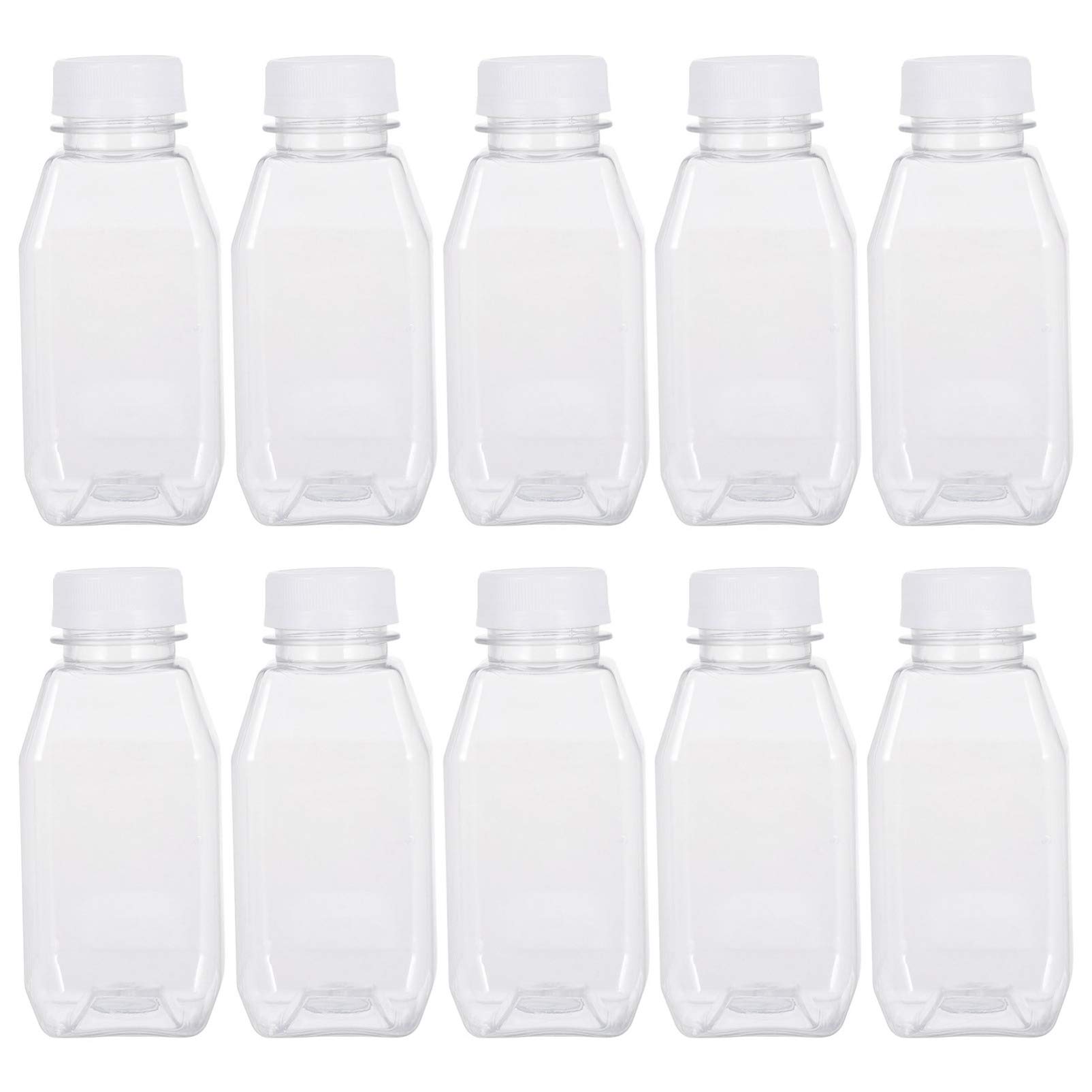 Hemoton 10 Pack 350ml Clear Plastic Juice Bottles - BPA Free Empty Beverage Containers for Homemade Juice, Smoothies, Cocktails & Meal Prep Storage