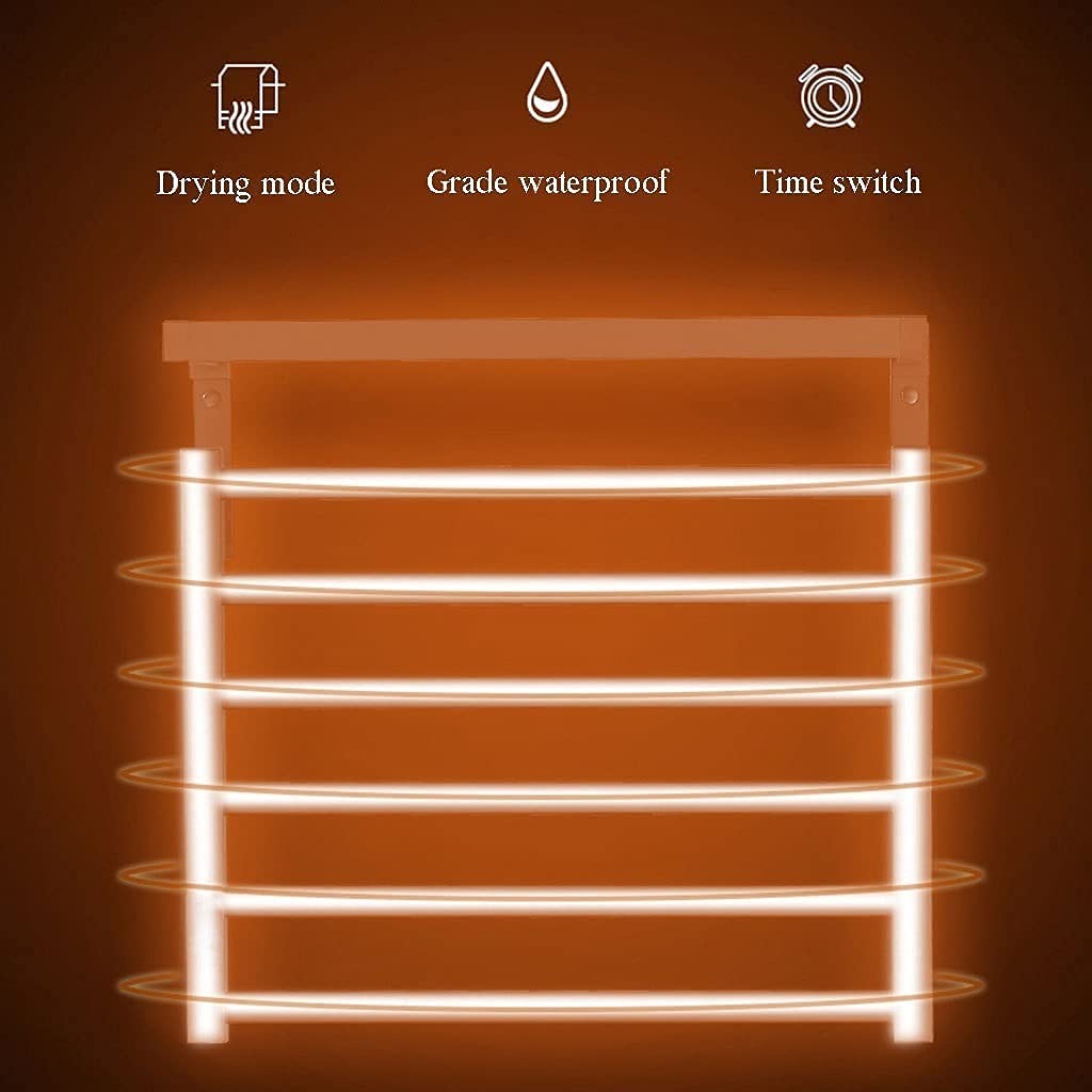 Freestanding Heated Towel Rack for Bathroom - 5-Bar Aluminum Towel Warmer with Built-in Thermostat, Easy Installation (Wall Mount or Floor Standing) - Perfect for Spa, Luxury Bathrooms & Cold Climate Homes