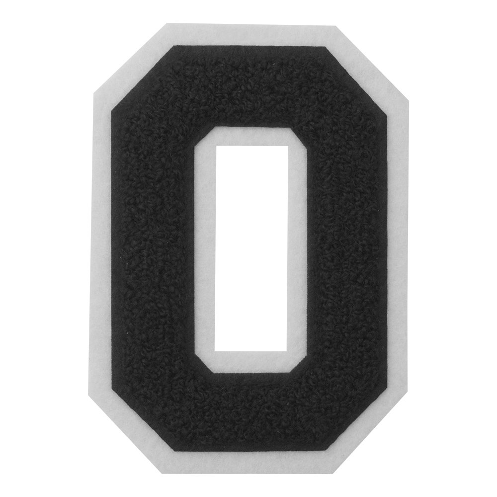 O - Black on White - 4.5 Inch Heat Seal/Sew On Chenille Varsity Letter Patch for Jackets, Hats & DIY Crafts
