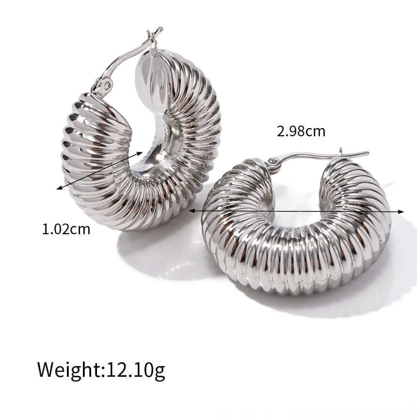 18K Gold Plated Spiral Hoop Earrings for Women - Chunky Statement Jewelry | JDE138 | Perfect for Parties, Weddings & Everyday Wear