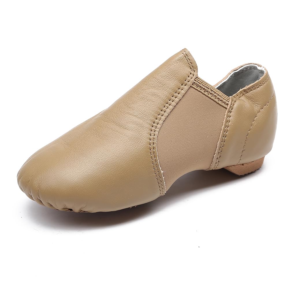 MSMAX Women's Leather Jazz Dance Shoes - Slip On Ballroom Dance Shoes for Practice, Teaching & Performance - Comfortable & Stylish for Latin, Swing & Salsa Dancing