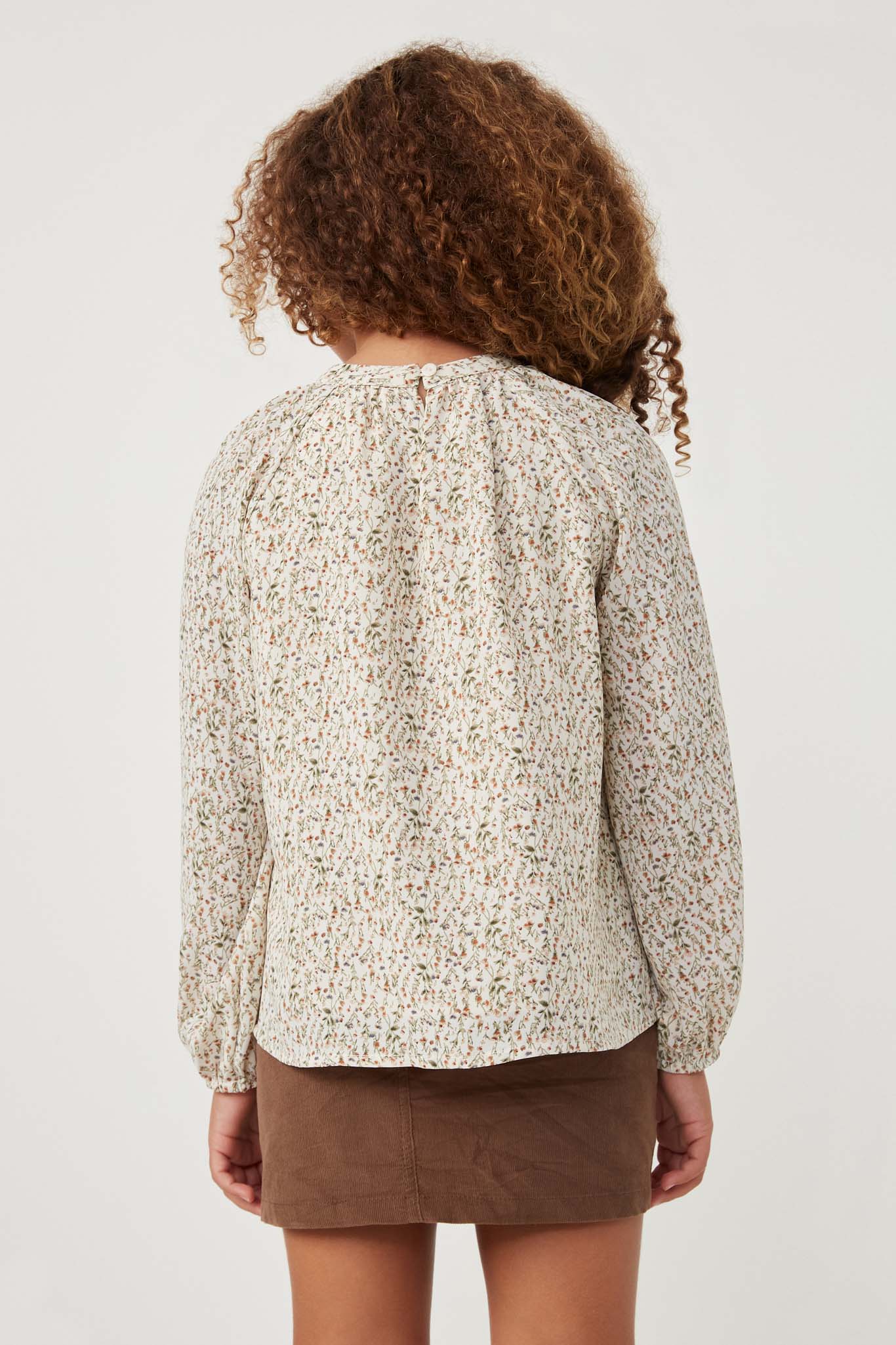 Stylish Ditsy Print Smocked Detail Long Sleeve Blouse for Women | Floral Boho Tunic Top | Perfect for Casual Outings, Office Wear & Date Nights