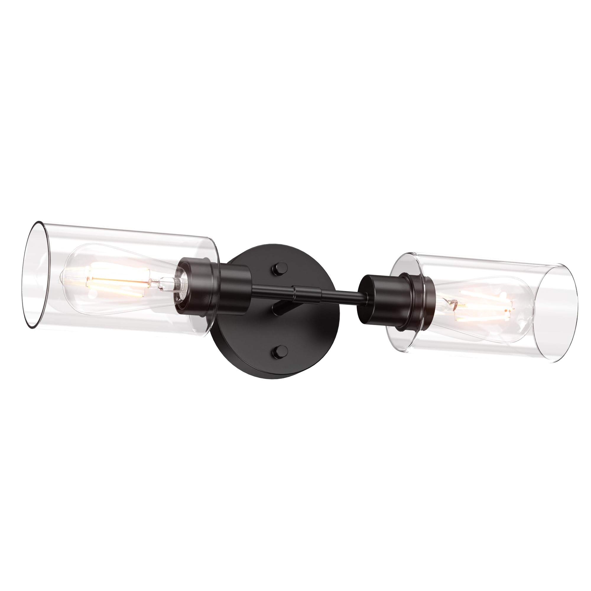 Espird Black Bathroom Vanity Lights - 2 Light Wall Sconce with Clear Glass Shades, Farmhouse Matte Black Finish, Modern Over Mirror Lighting for Bathroom, Bedroom, or Dressing Room