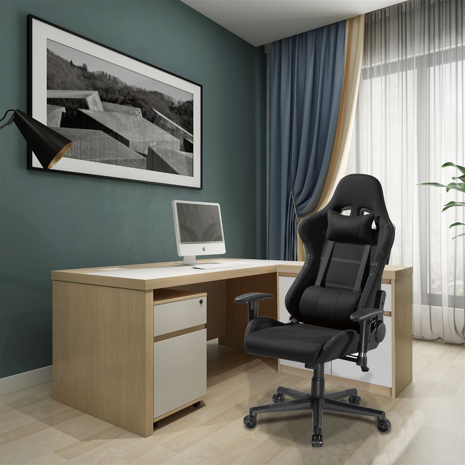 Stealth Ergonomic Gaming & Office Chair with Adjustable Armrests - Black by Tauris - Perfect for Long Gaming Sessions & Home Office Work