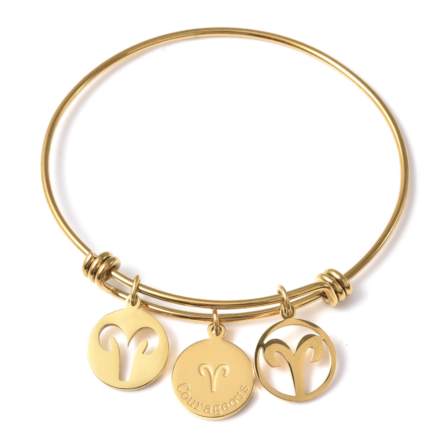 Stainless Steel Gold Aries Zodiac Bracelet Set for Women - Perfect for Gifts & Daily Wear