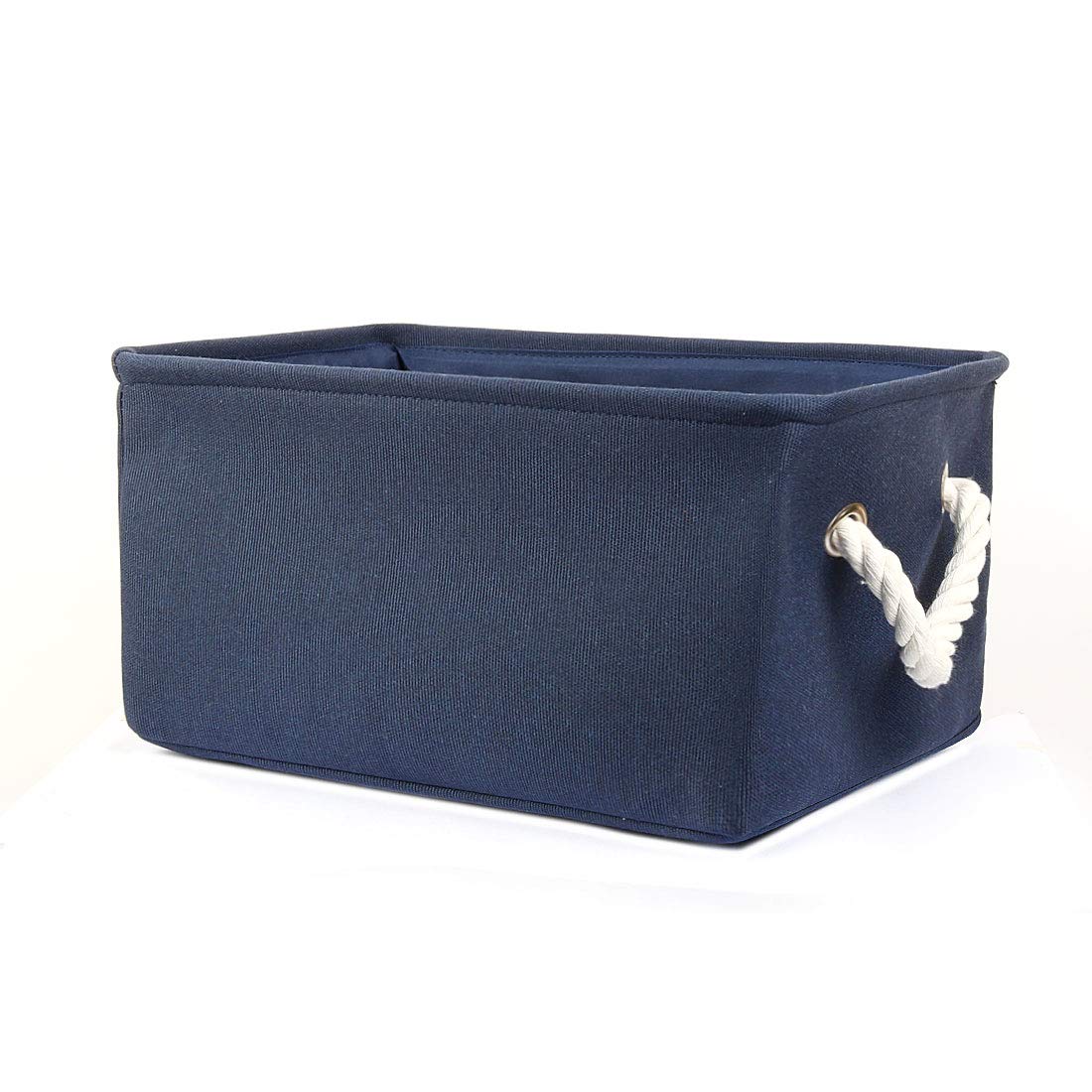 uxcell Collapsible Fabric Storage Basket - 50L Dark Blue Linen & EVA Organizer with Dual Handles | Space-Saving Solution for Bedroom, Office, Closet, Nursery & Laundry Room Organization
