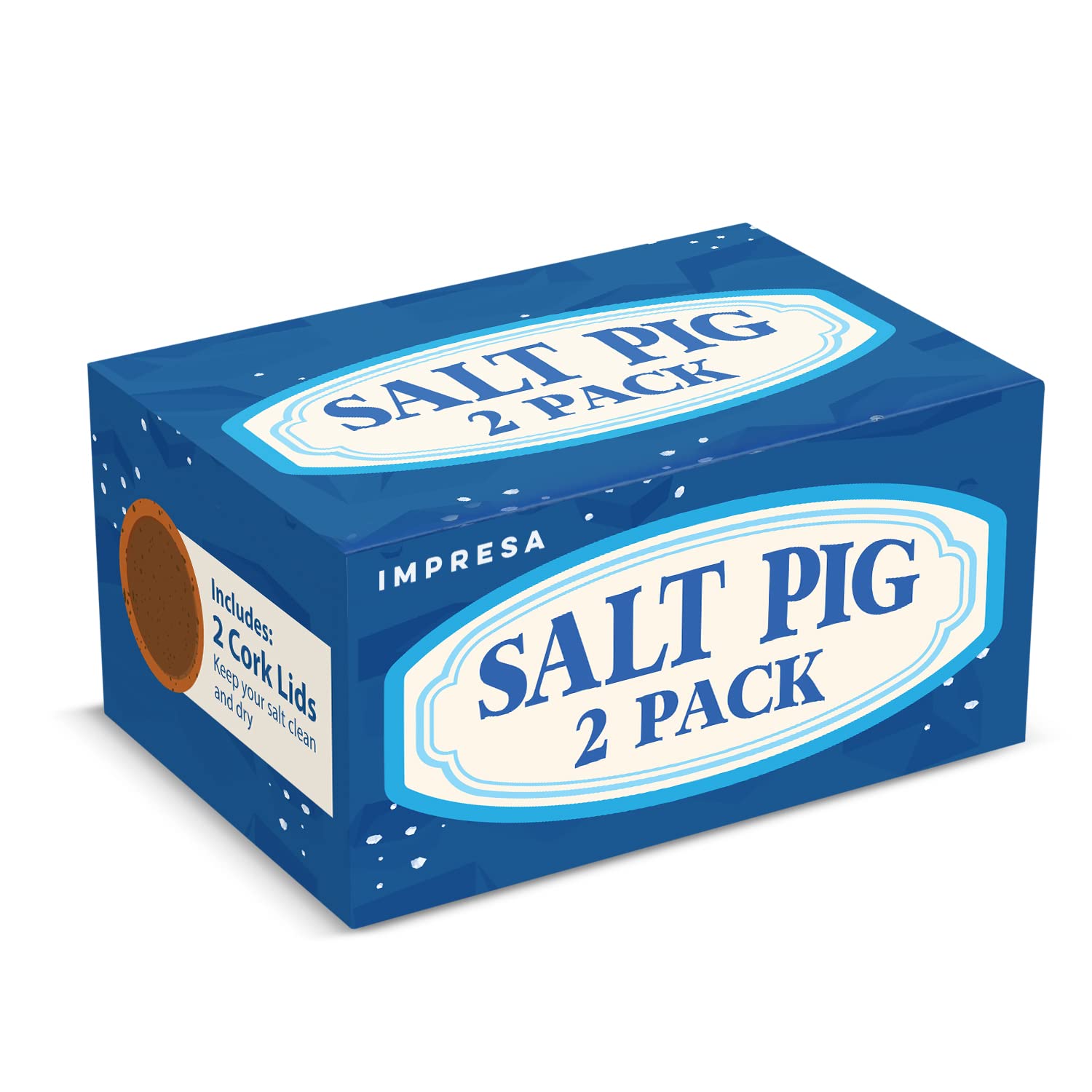 IMPRESA 2-Pack Salt Pig for Seasoning - Wide Mouth Salt Cellar with Lid for Spices, Herbs & Sugar - Dishwasher Safe & Scratch Resistant Charcoal Container - Perfect for Kitchen Countertop & Cooking Use
